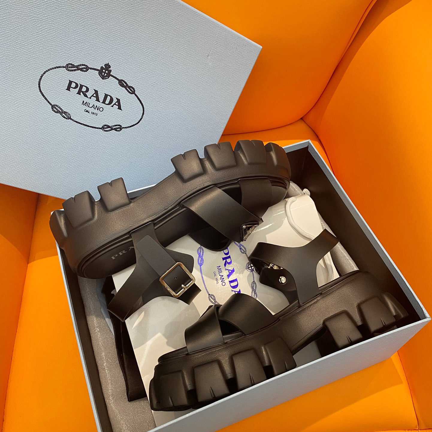 Prada Monolith Rubber Sandals - DopestKickz