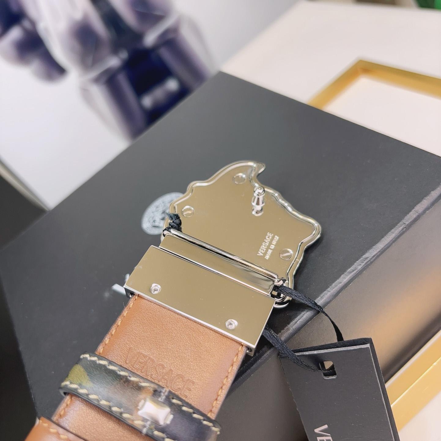 Versace La Medusa Logo-buckle Barocco-print Belt   40mm - DopestKickz