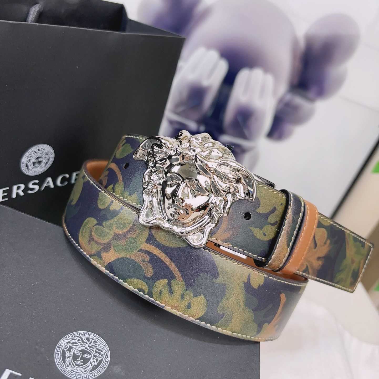 Versace La Medusa Logo-buckle Barocco-print Belt   40mm - DopestKickz