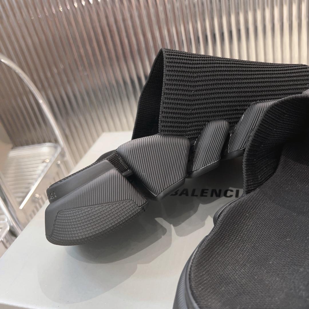 Balenciaga Speed 2.0 Slide Sandal In Black Recycled Knit - DopestKickz