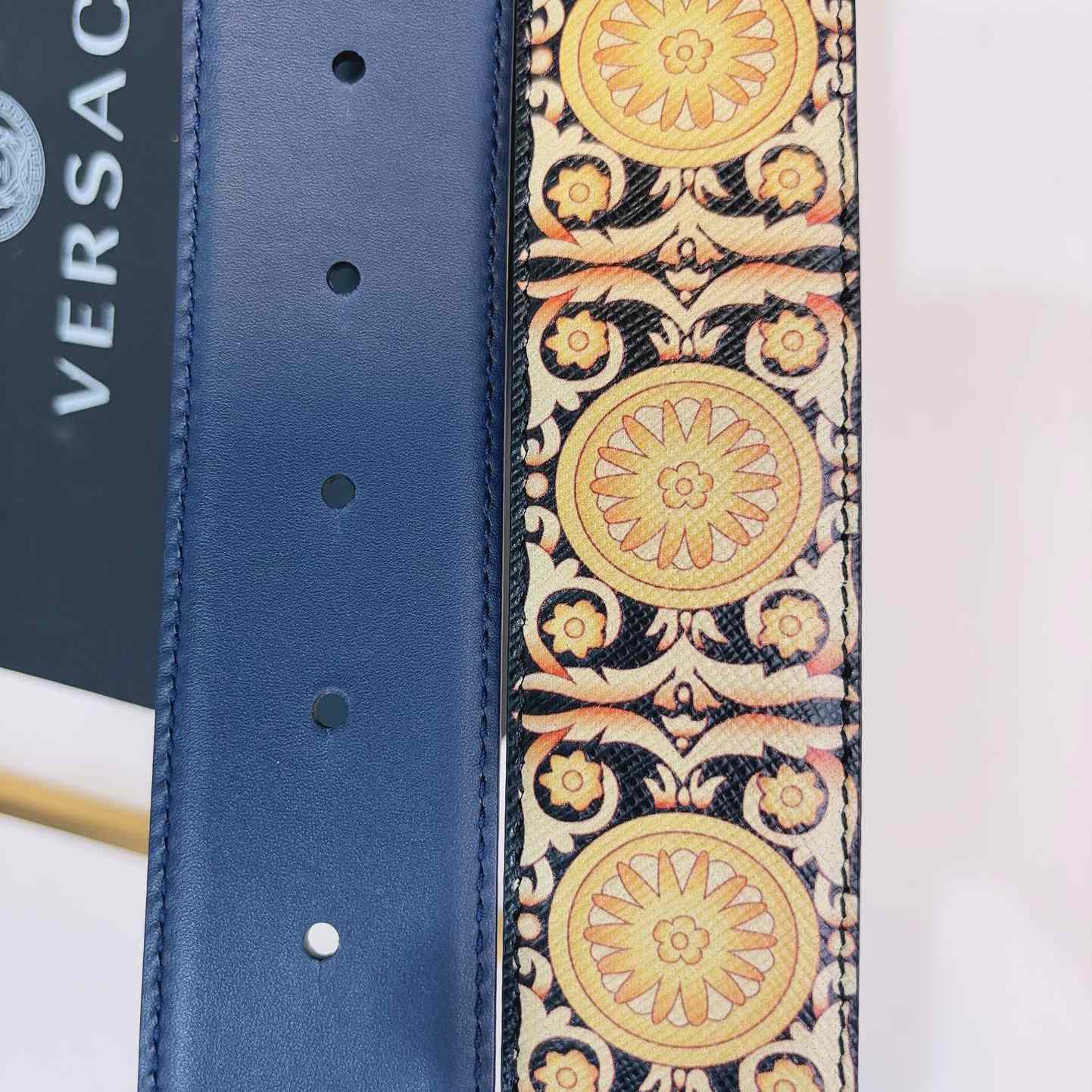 Versace La Medusa Logo-buckle Barocco-print Belt   40mm - DopestKickz