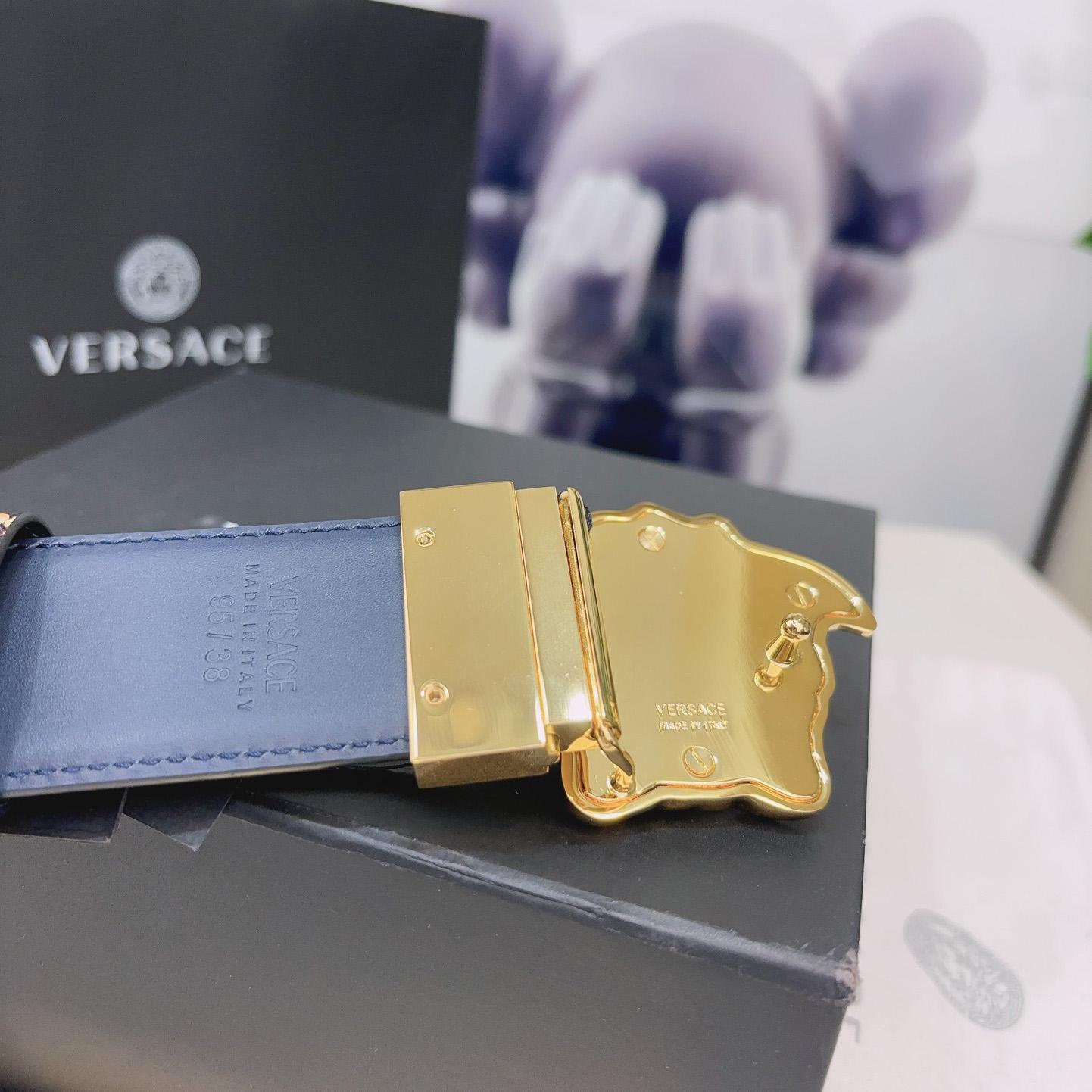 Versace La Medusa Logo-buckle Barocco-print Belt   40mm - DopestKickz