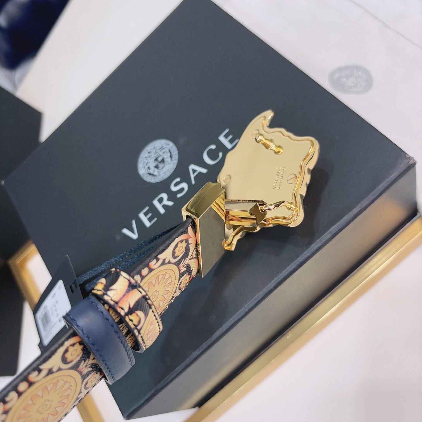 Versace La Medusa Logo-buckle Barocco-print Belt   40mm - DopestKickz