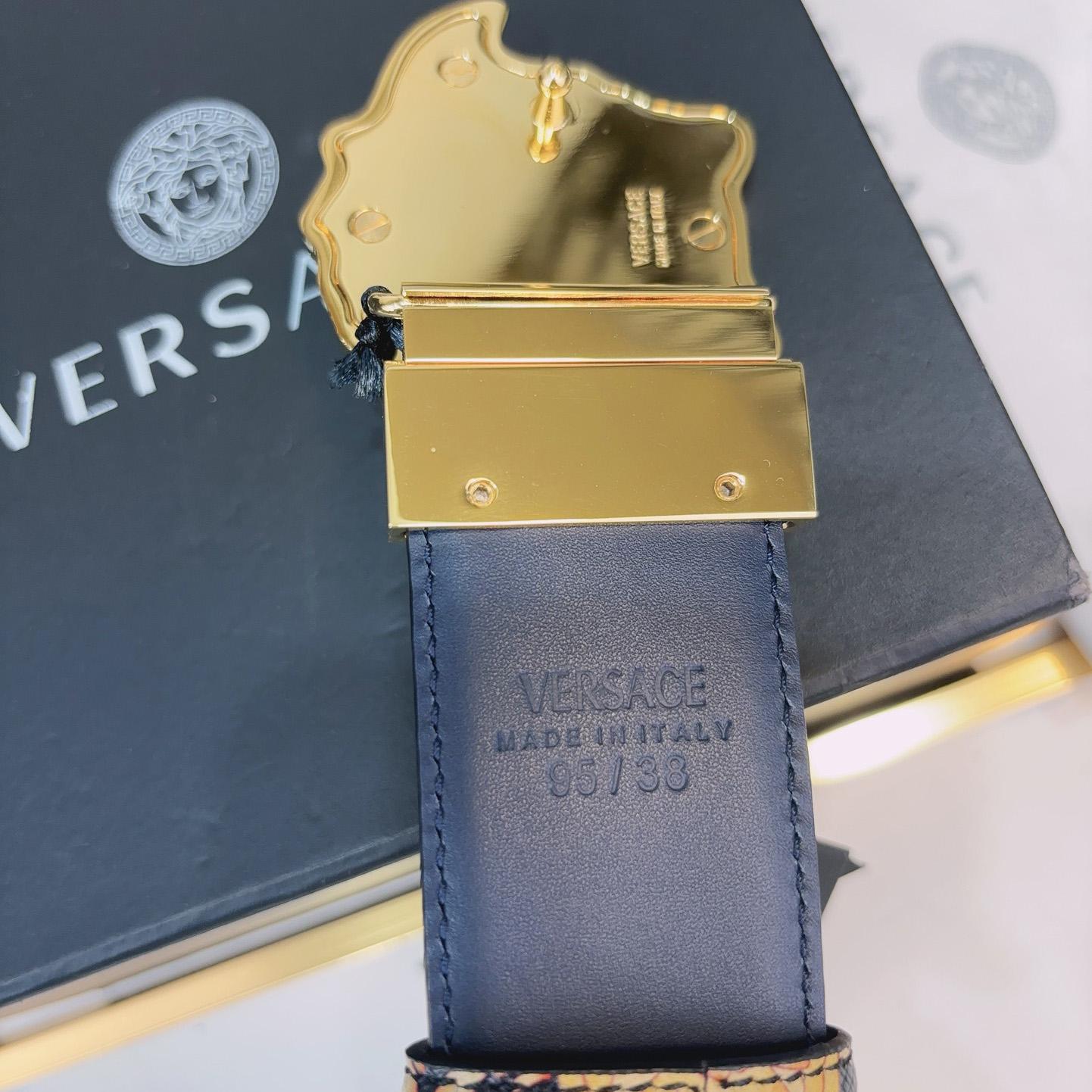 Versace La Medusa Logo-buckle Barocco-print Belt   40mm - DopestKickz