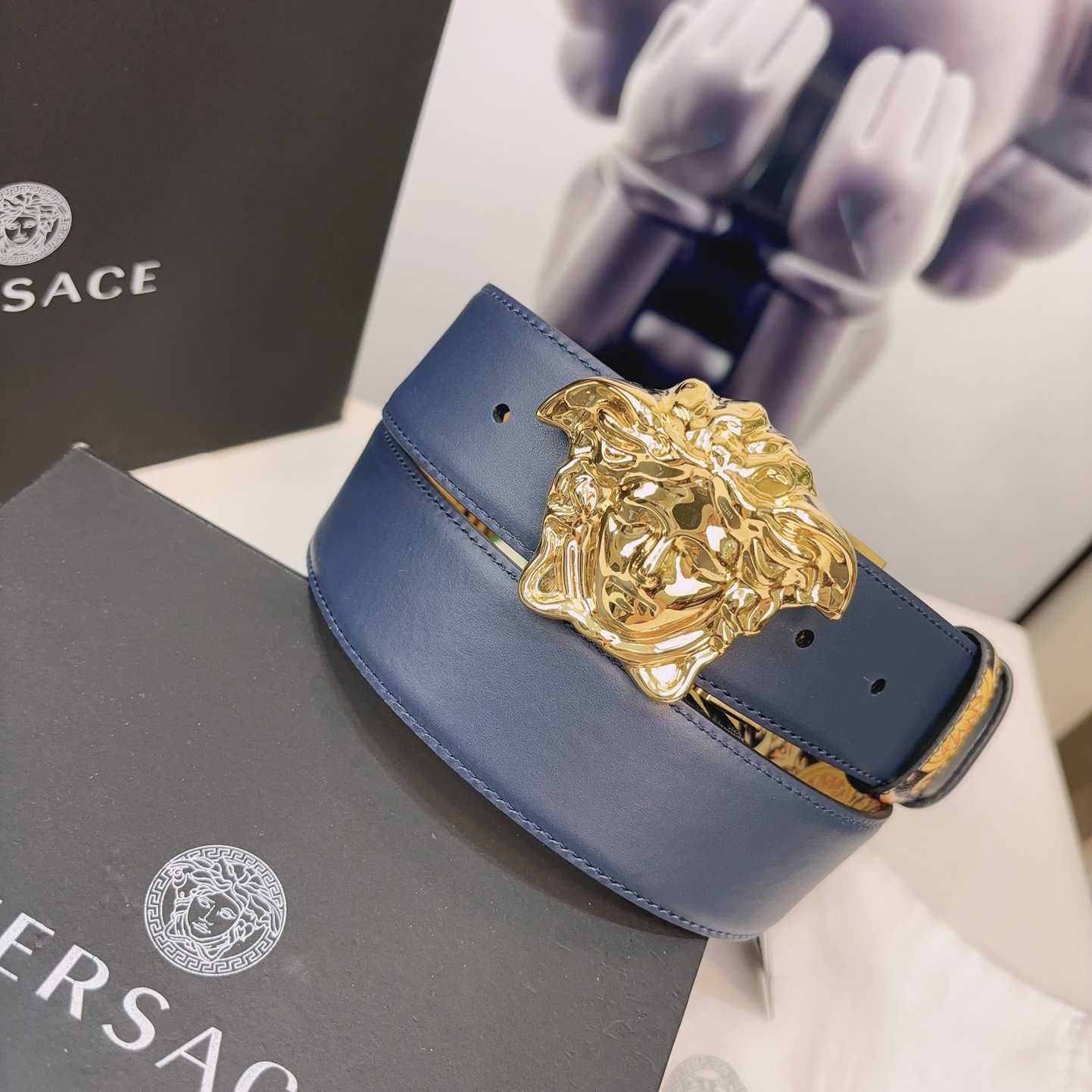 Versace La Medusa Logo-buckle Barocco-print Belt   40mm - DopestKickz