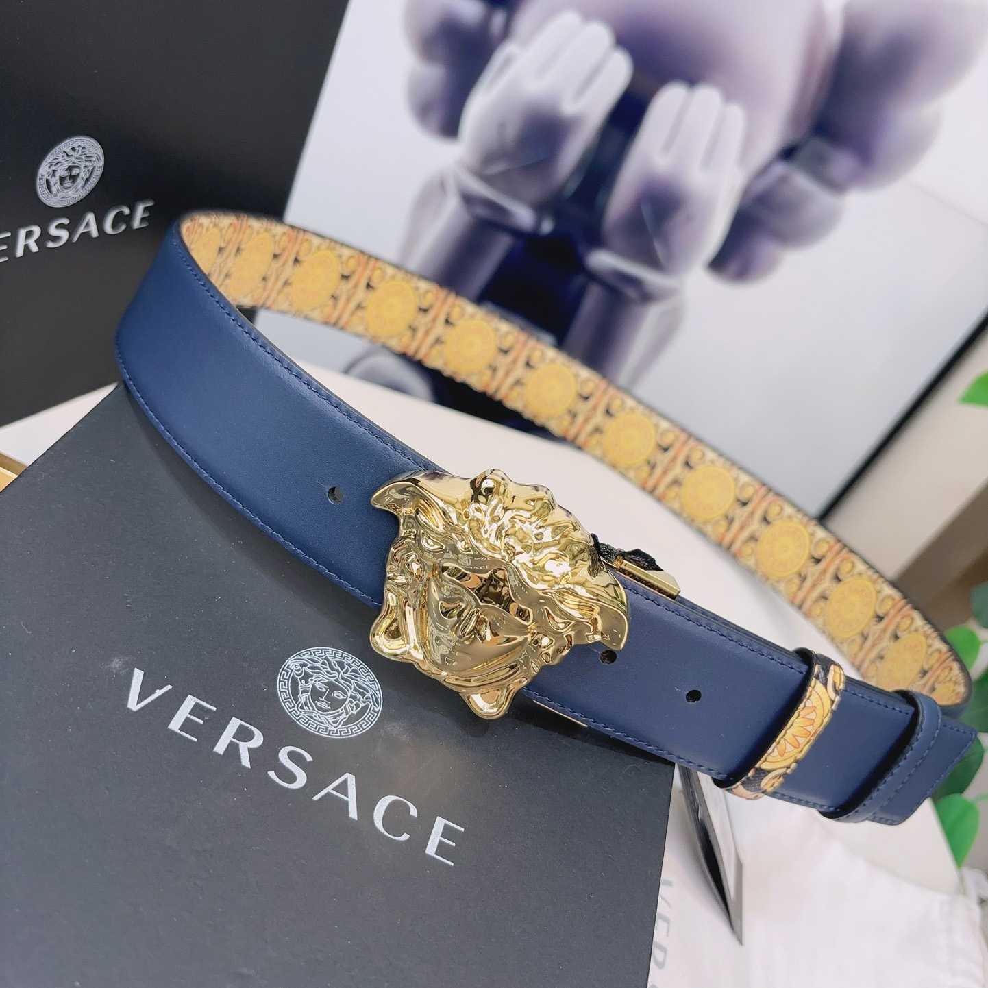 Versace La Medusa Logo-buckle Barocco-print Belt   40mm - DopestKickz