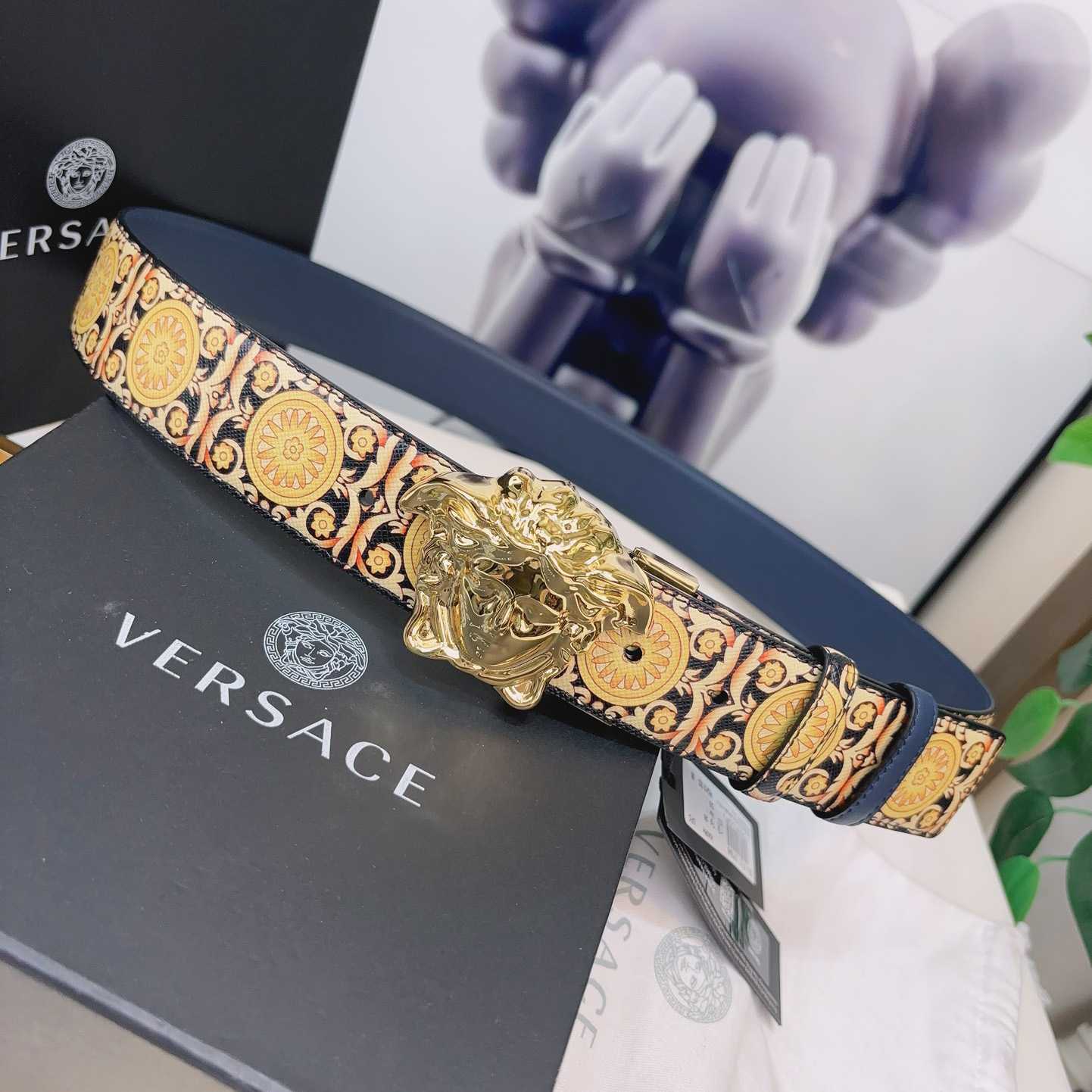 Versace La Medusa Logo-buckle Barocco-print Belt   40mm - DopestKickz
