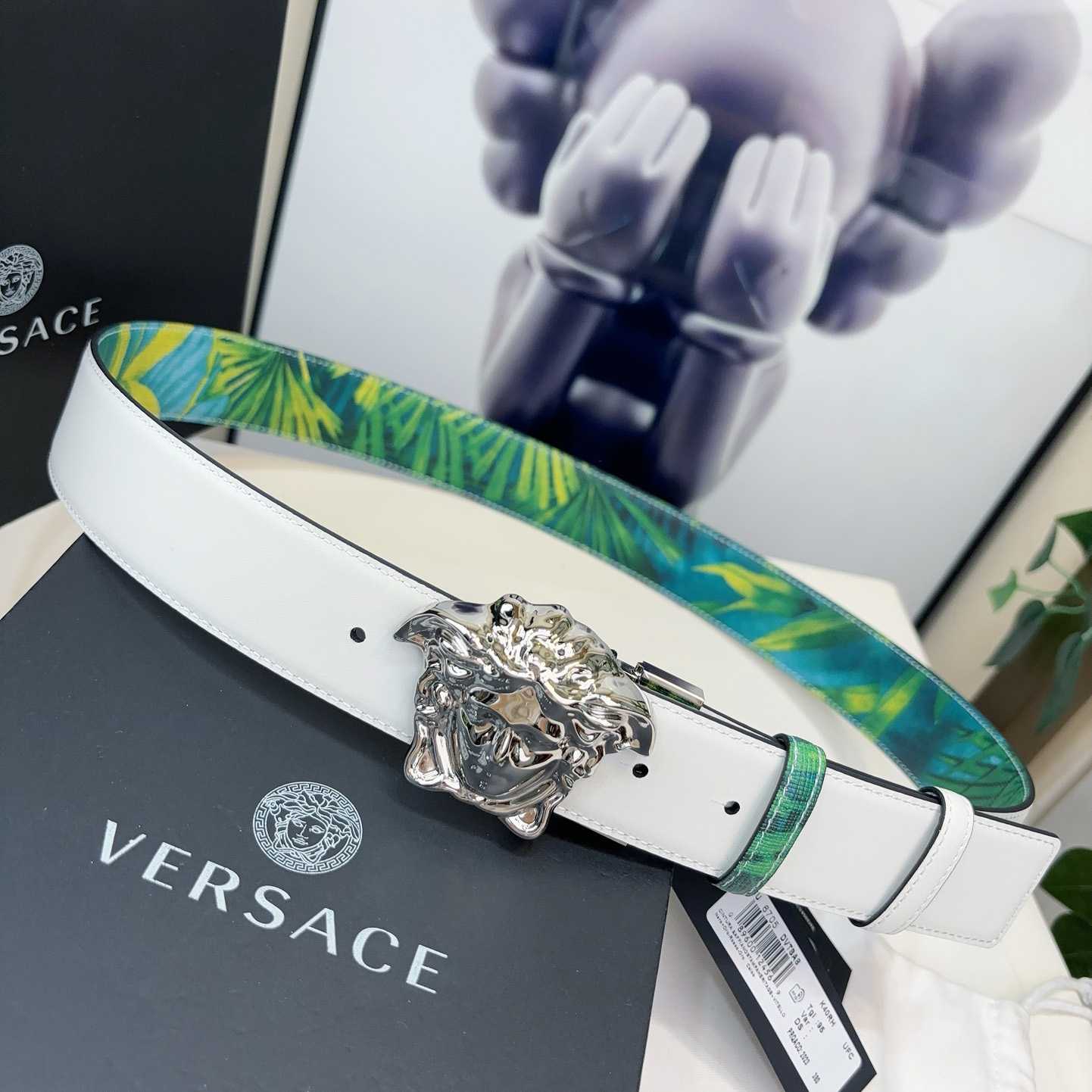 Versace Tiger La Medusa Leather Belt   40mm - DopestKickz
