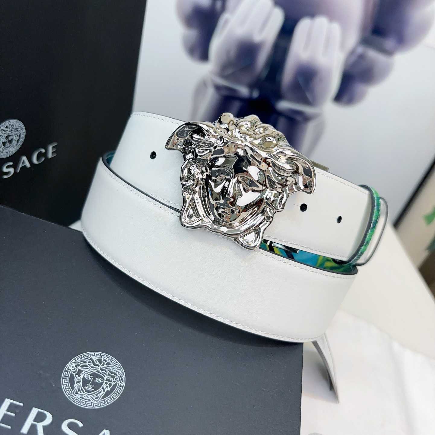 Versace Tiger La Medusa Leather Belt   40mm - DopestKickz