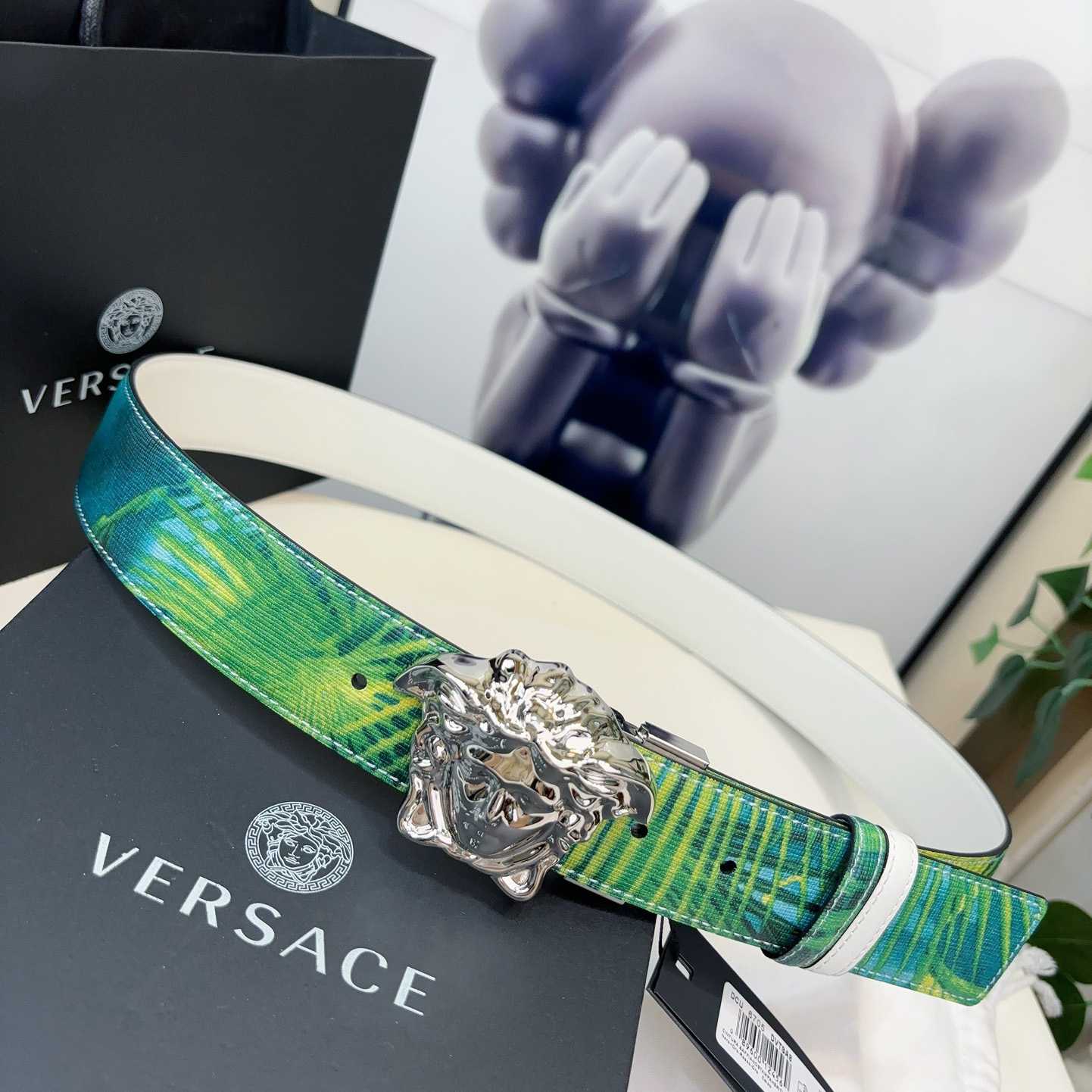 Versace Tiger La Medusa Leather Belt   40mm - DopestKickz