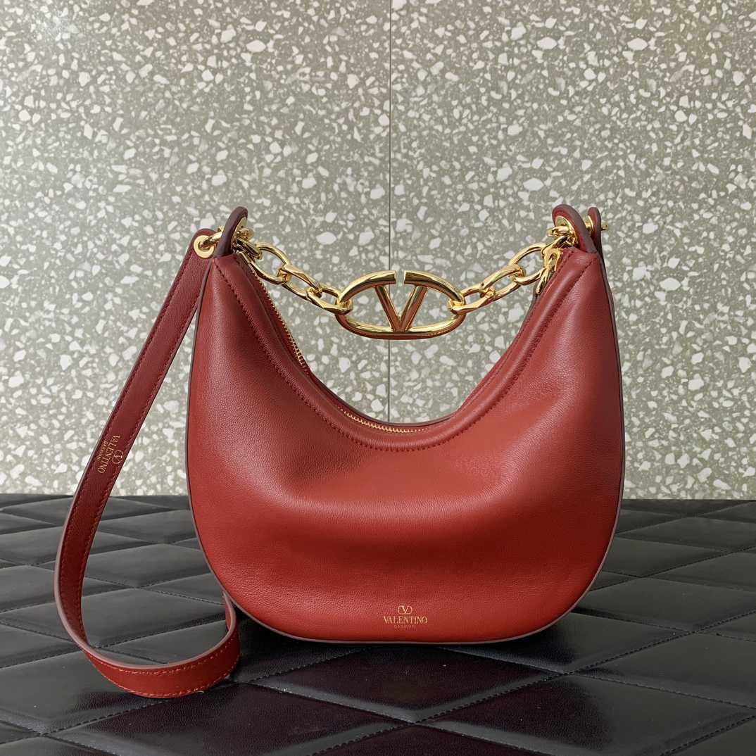Valenti VLogo Moon Mini Hobo Bag In Nappa Leather With Chain - DopestKickz