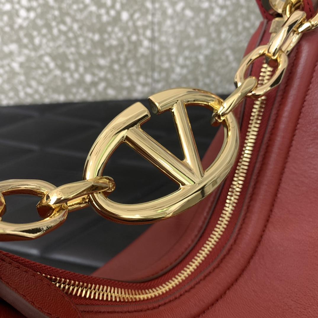 Valenti VLogo Moon Mini Hobo Bag In Nappa Leather With Chain - DopestKickz