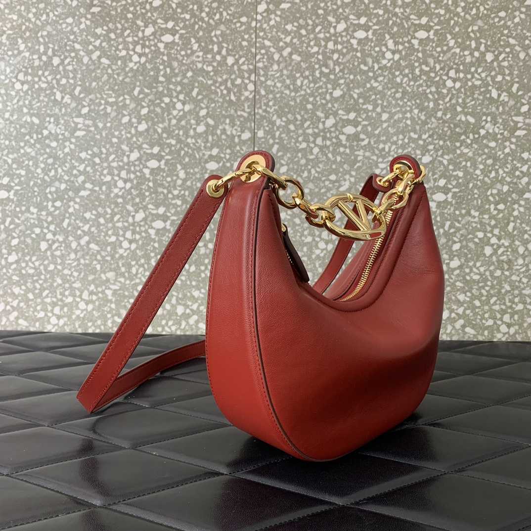 Valenti VLogo Moon Mini Hobo Bag In Nappa Leather With Chain - DopestKickz