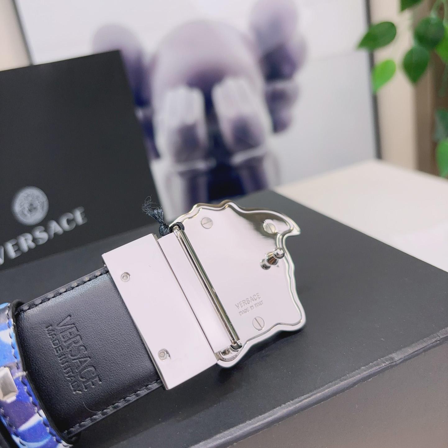 Versace La Medusa Logo-buckle Barocco-print Belt   40mm - DopestKickz