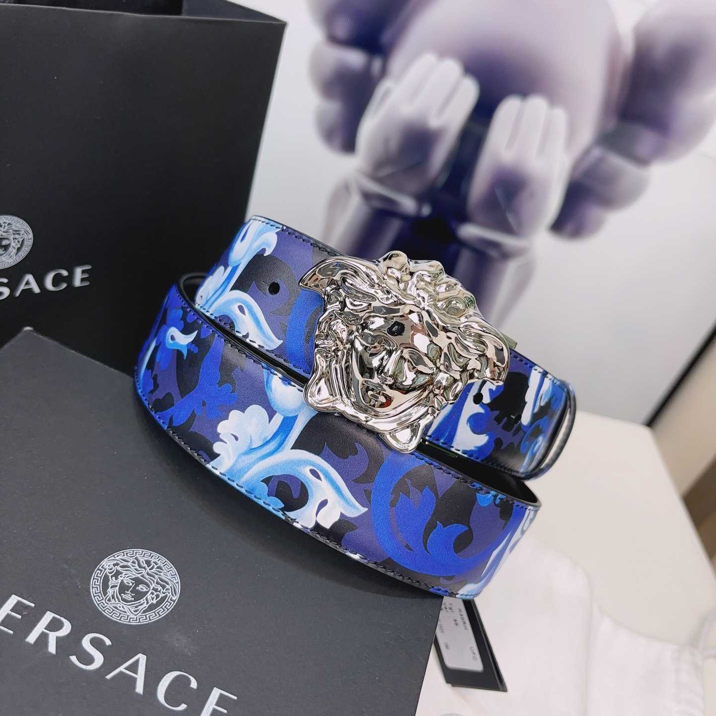 Versace La Medusa Logo-buckle Barocco-print Belt   40mm - DopestKickz