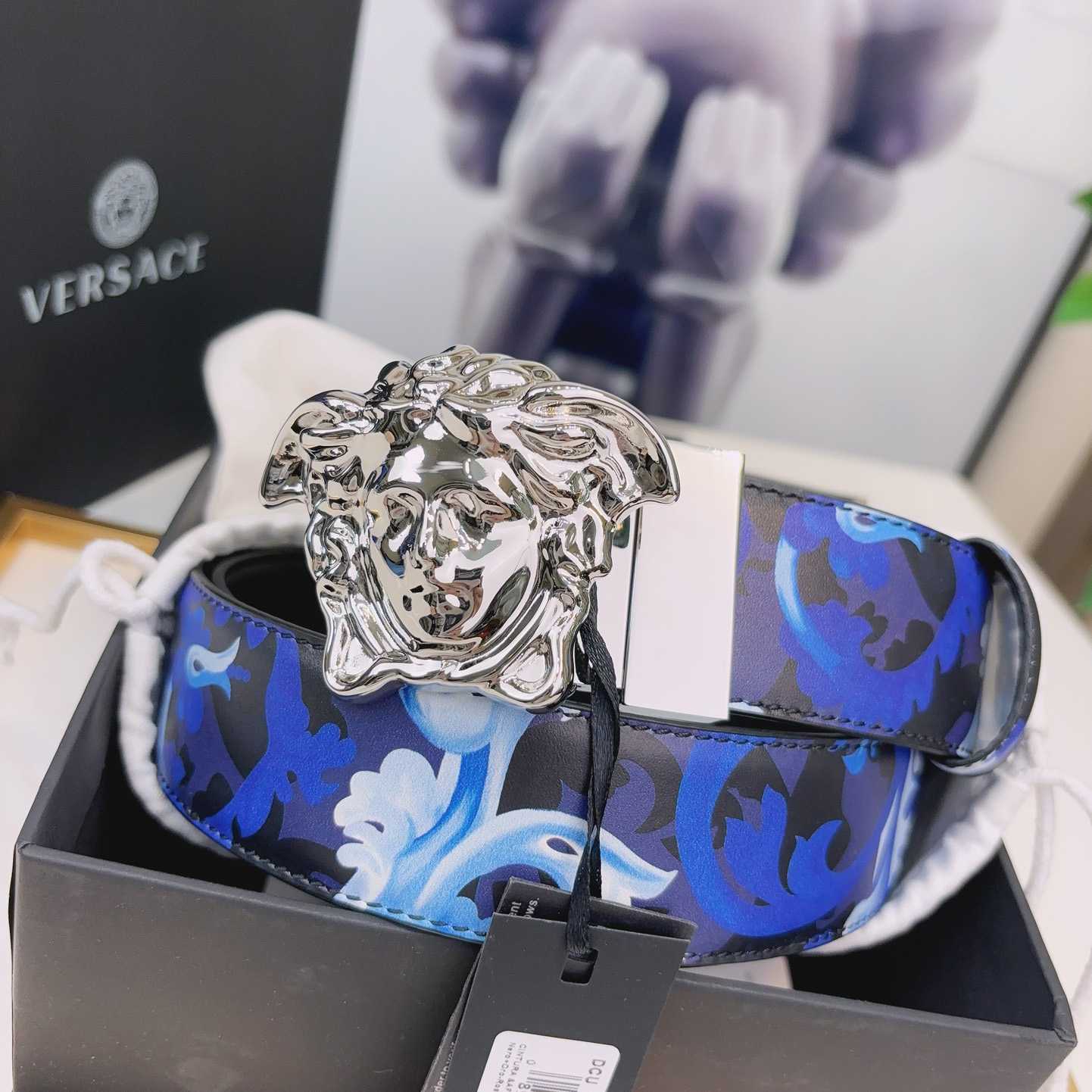 Versace La Medusa Logo-buckle Barocco-print Belt   40mm - DopestKickz