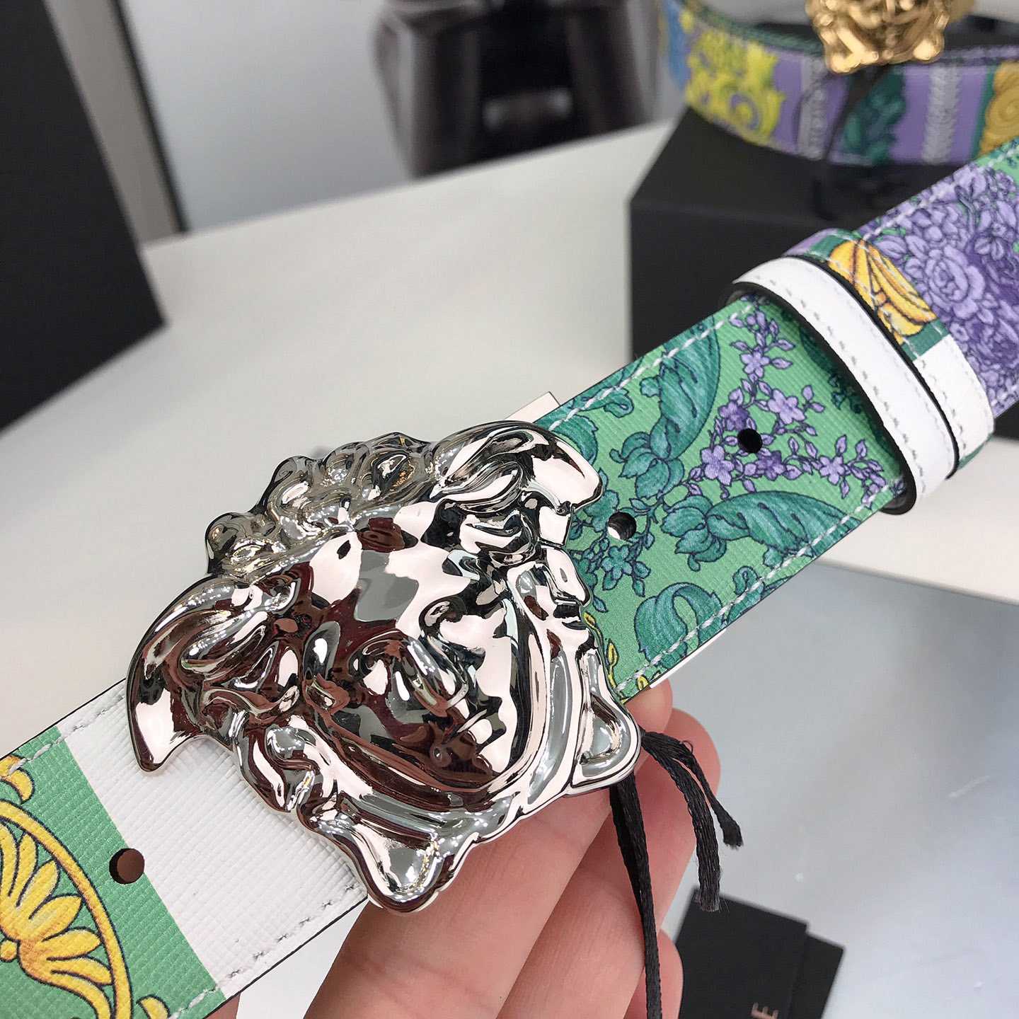 Versace Reversible Barocco Medusa Leather Belt   40mm - DopestKickz