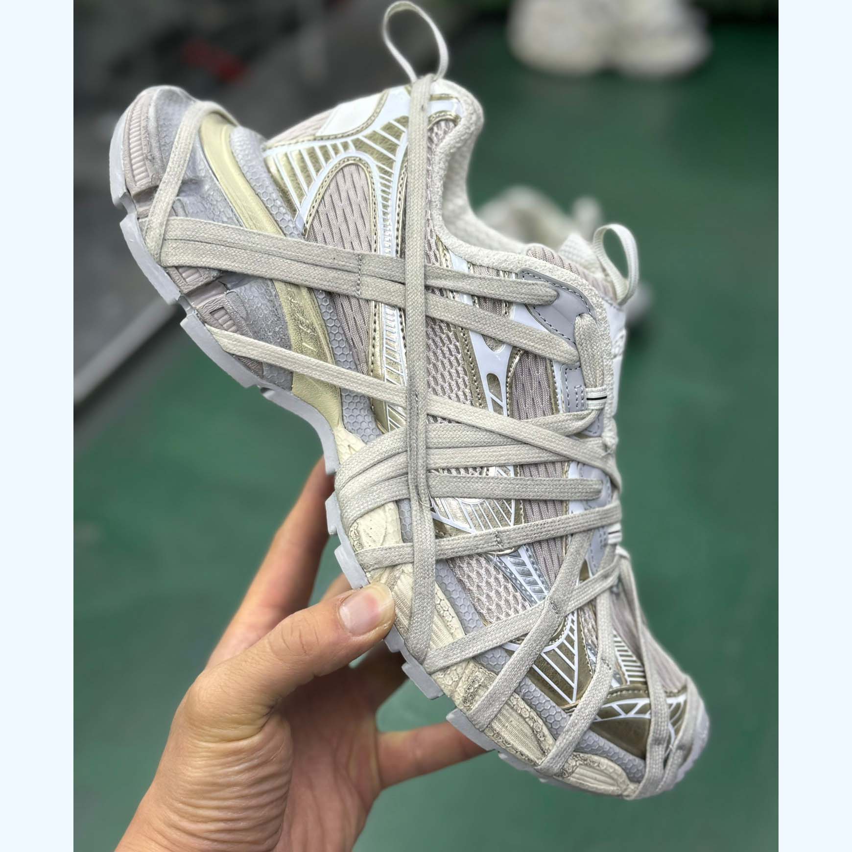 Balenciaga 3XL Extreme Lace Sneaker In Light Beige - DopestKickz