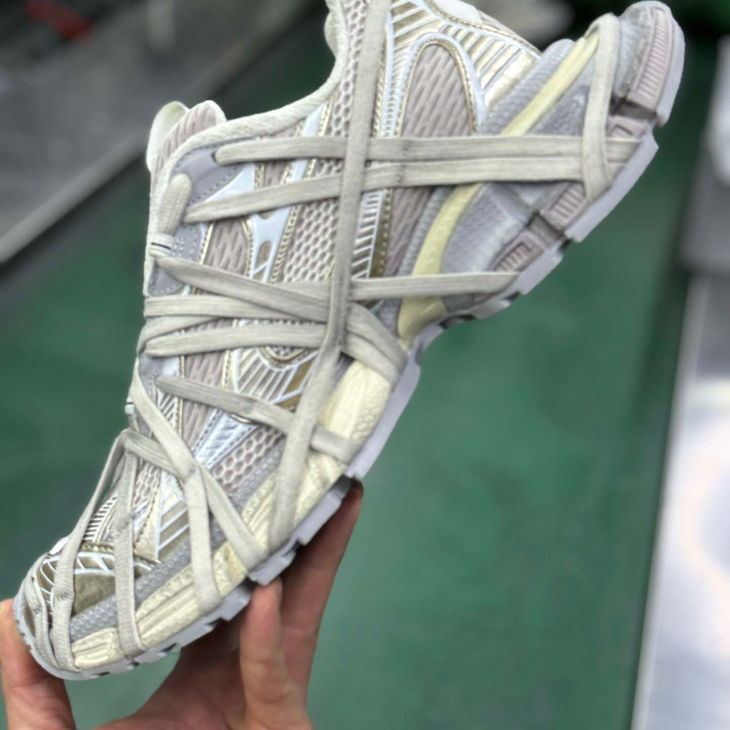 Balenciaga 3XL Extreme Lace Sneaker In Light Beige - DopestKickz