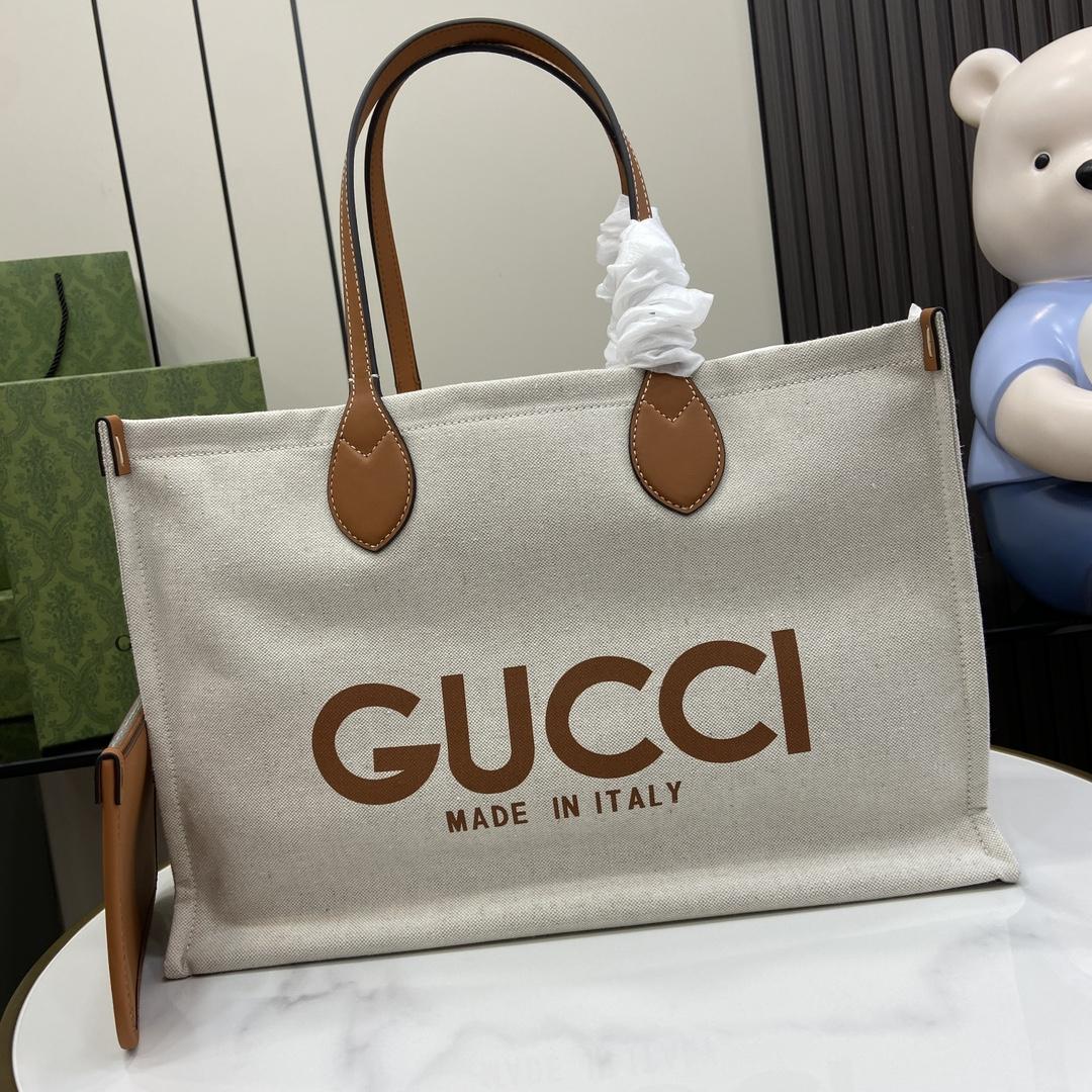 Gucci Medium Tote Bag With Gucci Print - DopestKickz