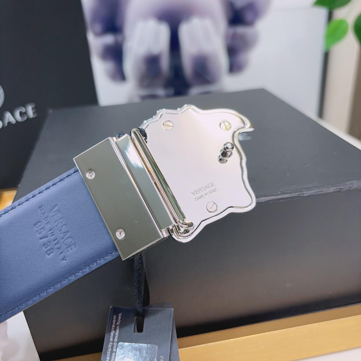 Versace La Medusa Logo-buckle Barocco-print Belt   40mm - DopestKickz