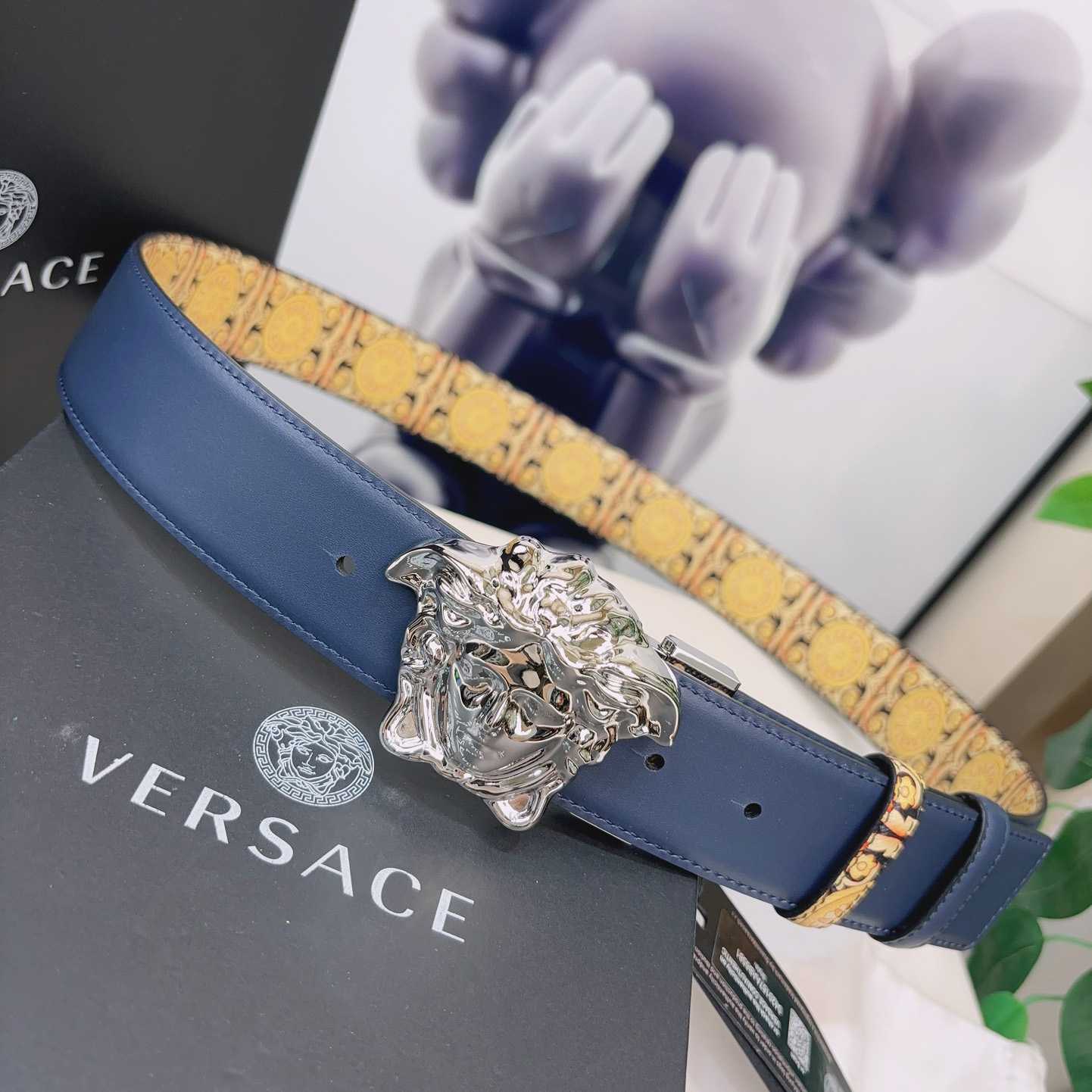 Versace La Medusa Logo-buckle Barocco-print Belt   40mm - DopestKickz