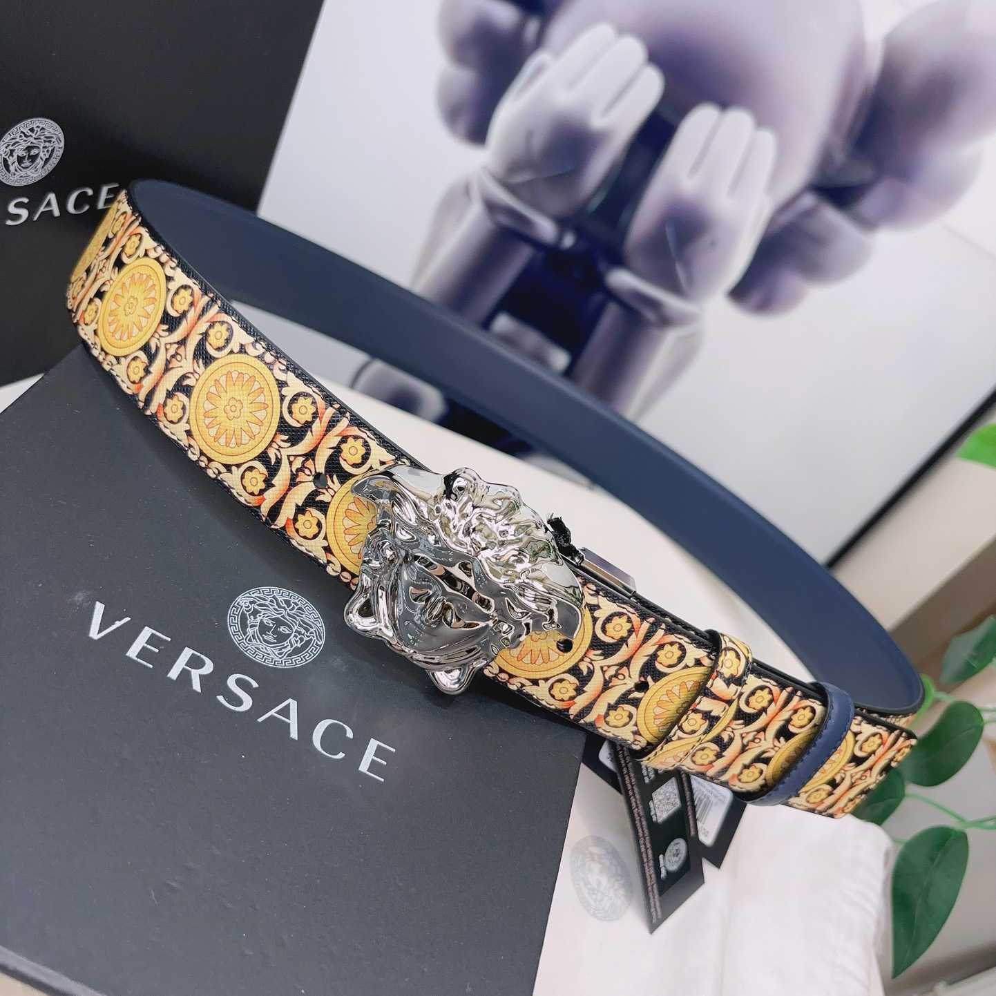 Versace La Medusa Logo-buckle Barocco-print Belt   40mm - DopestKickz