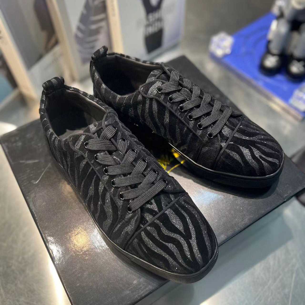 Christian Louboutin Louis Junior Velvet Sneaker In Black - DopestKickz