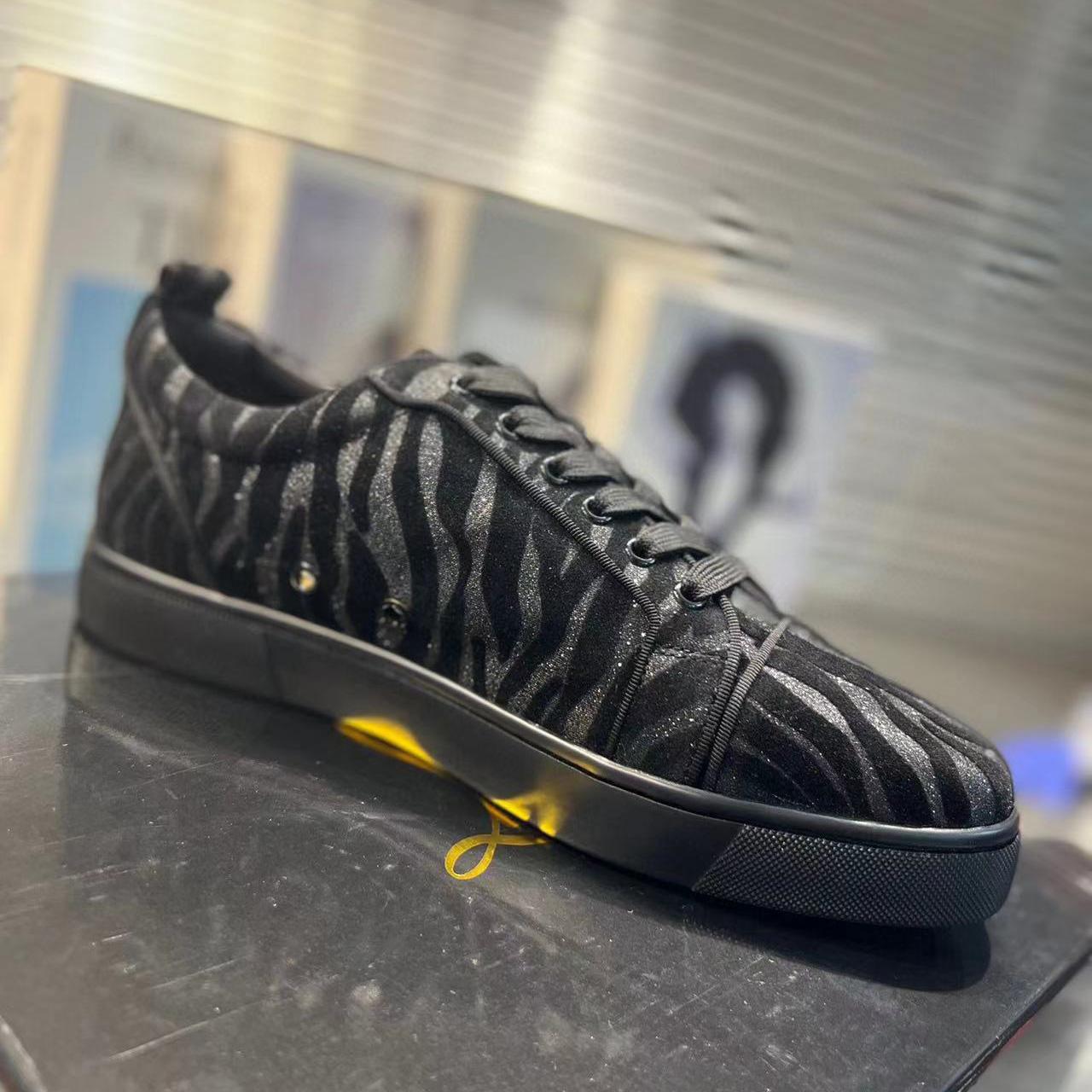 Christian Louboutin Louis Junior Velvet Sneaker In Black - DopestKickz