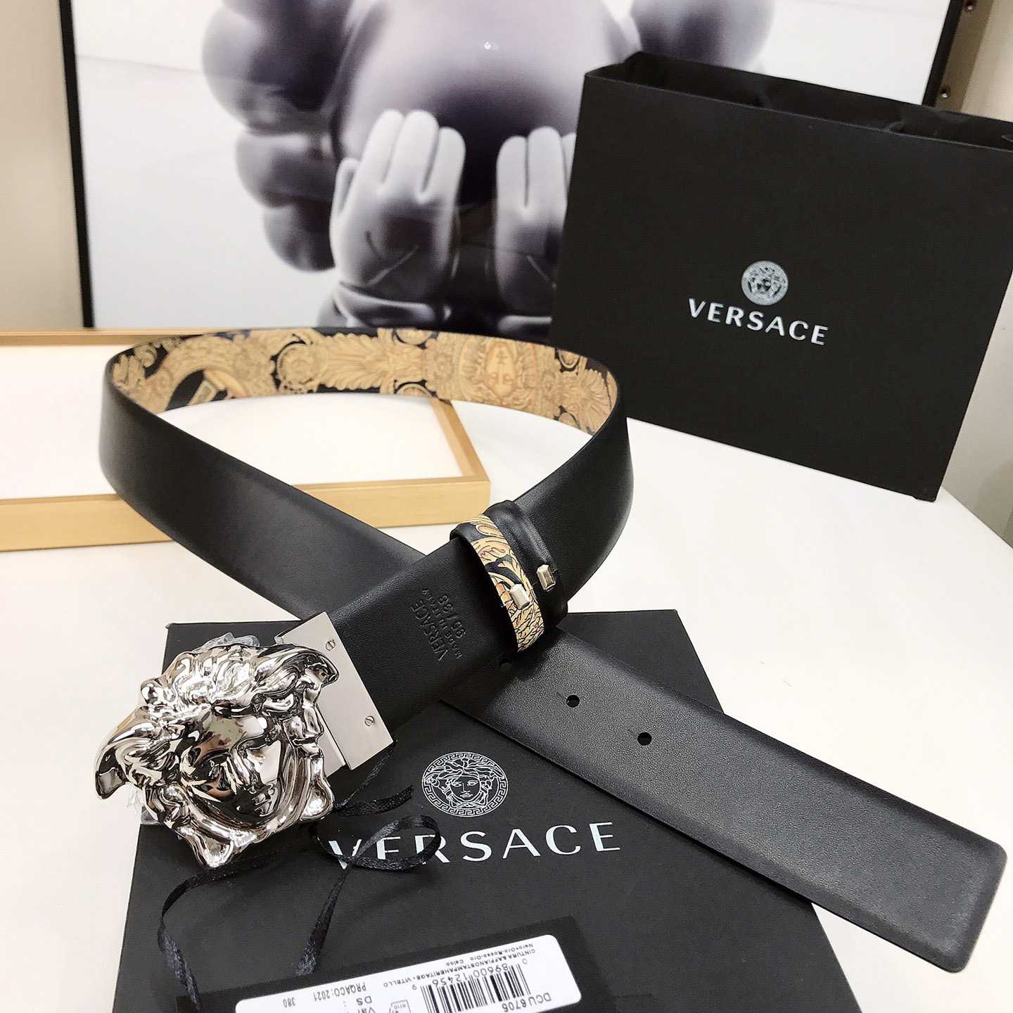 Versace Barocco Reversible Leather Belt    40mm - DopestKickz