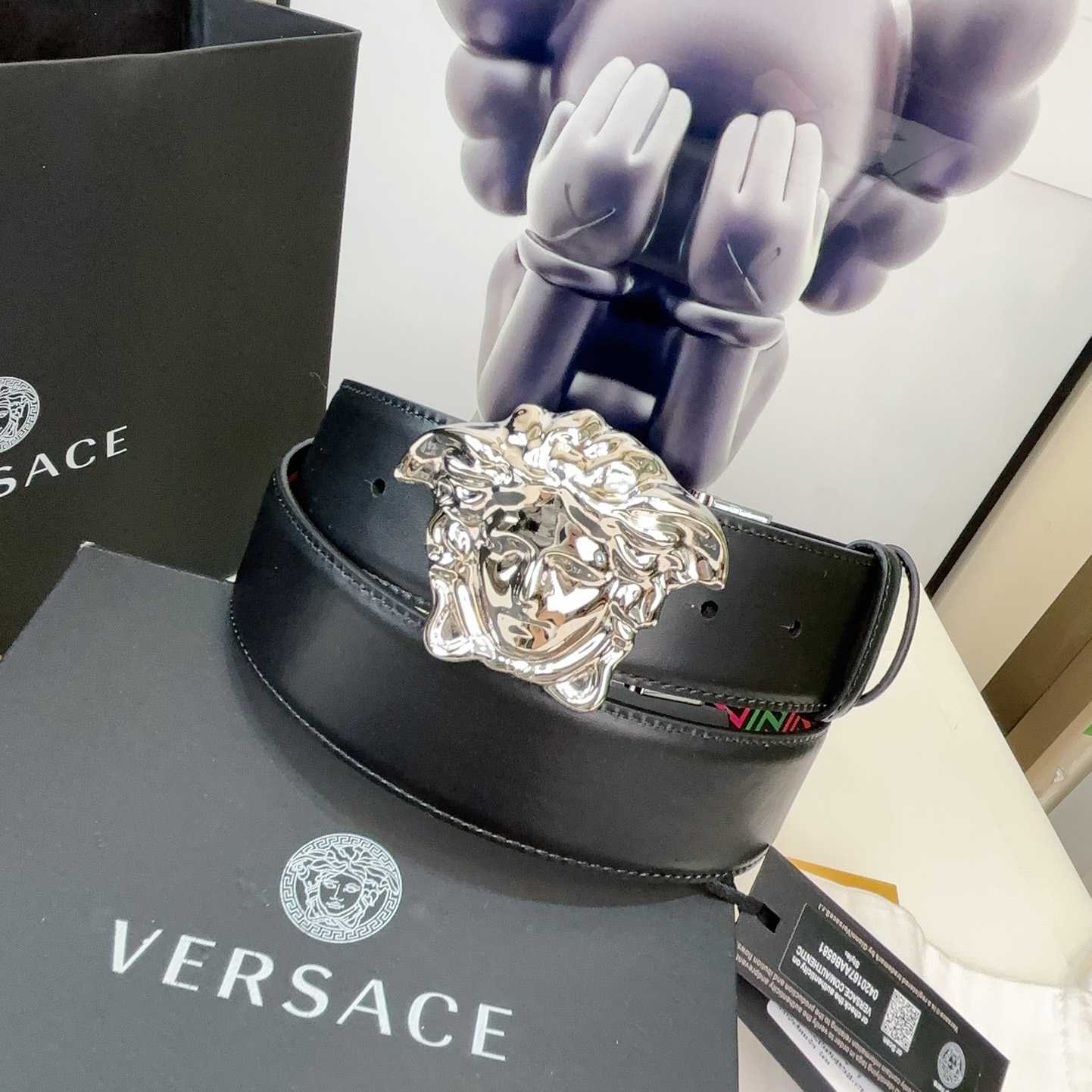 Versace Medusa Greek-print Leather Belt    40mm - DopestKickz