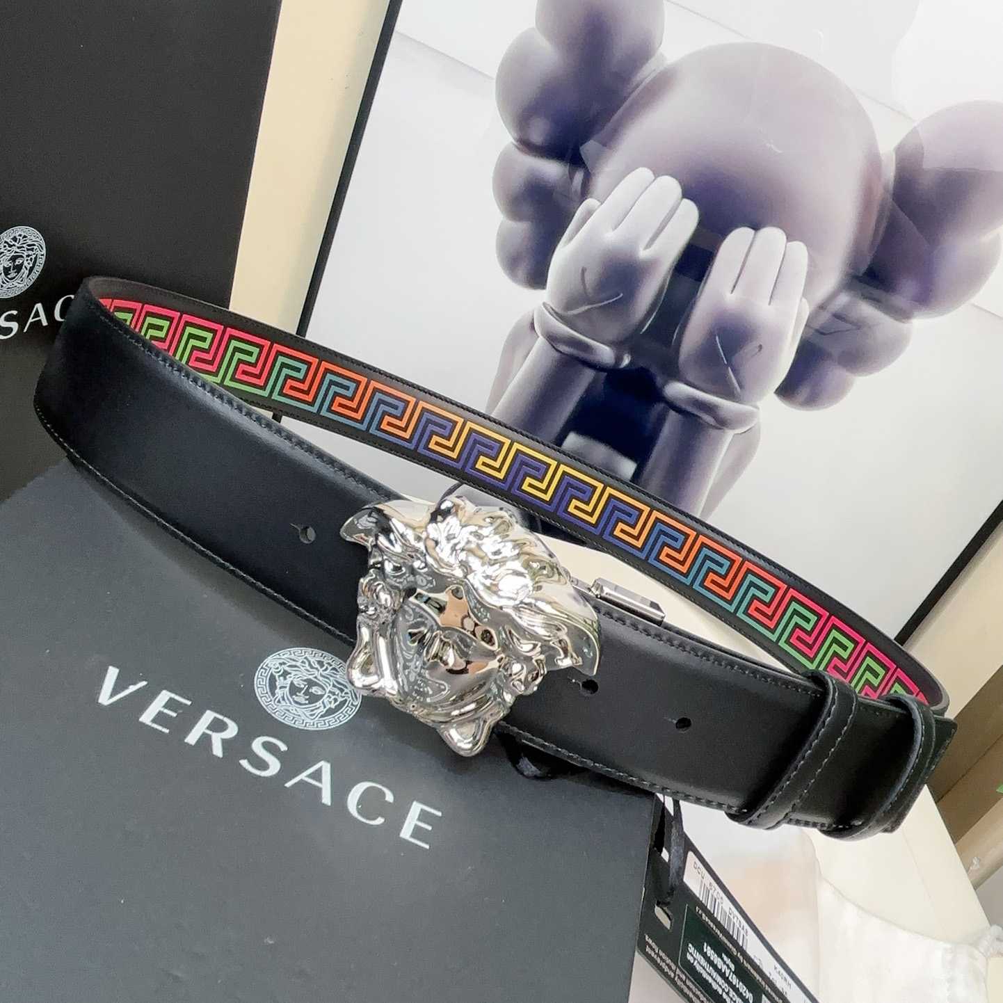 Versace Medusa Greek-print Leather Belt    40mm - DopestKickz