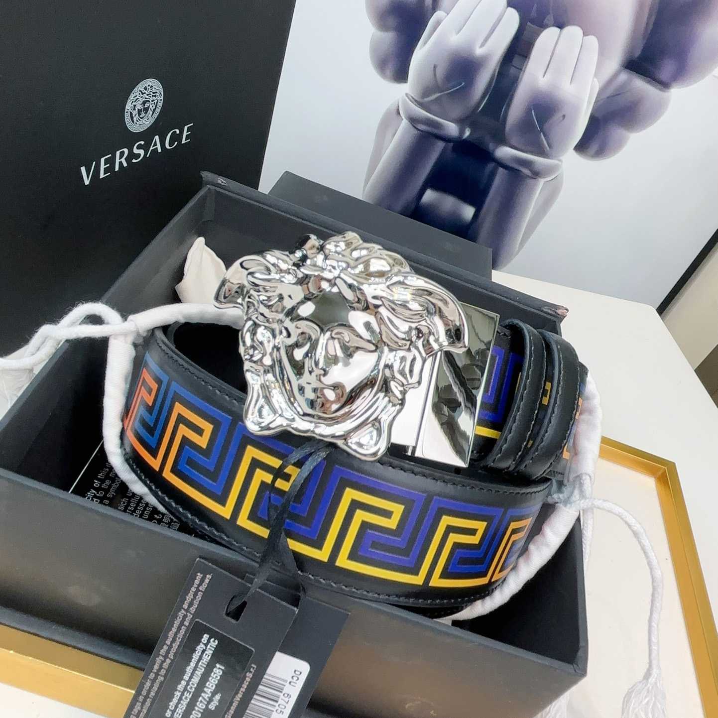 Versace Medusa Greek-print Leather Belt    40mm - DopestKickz