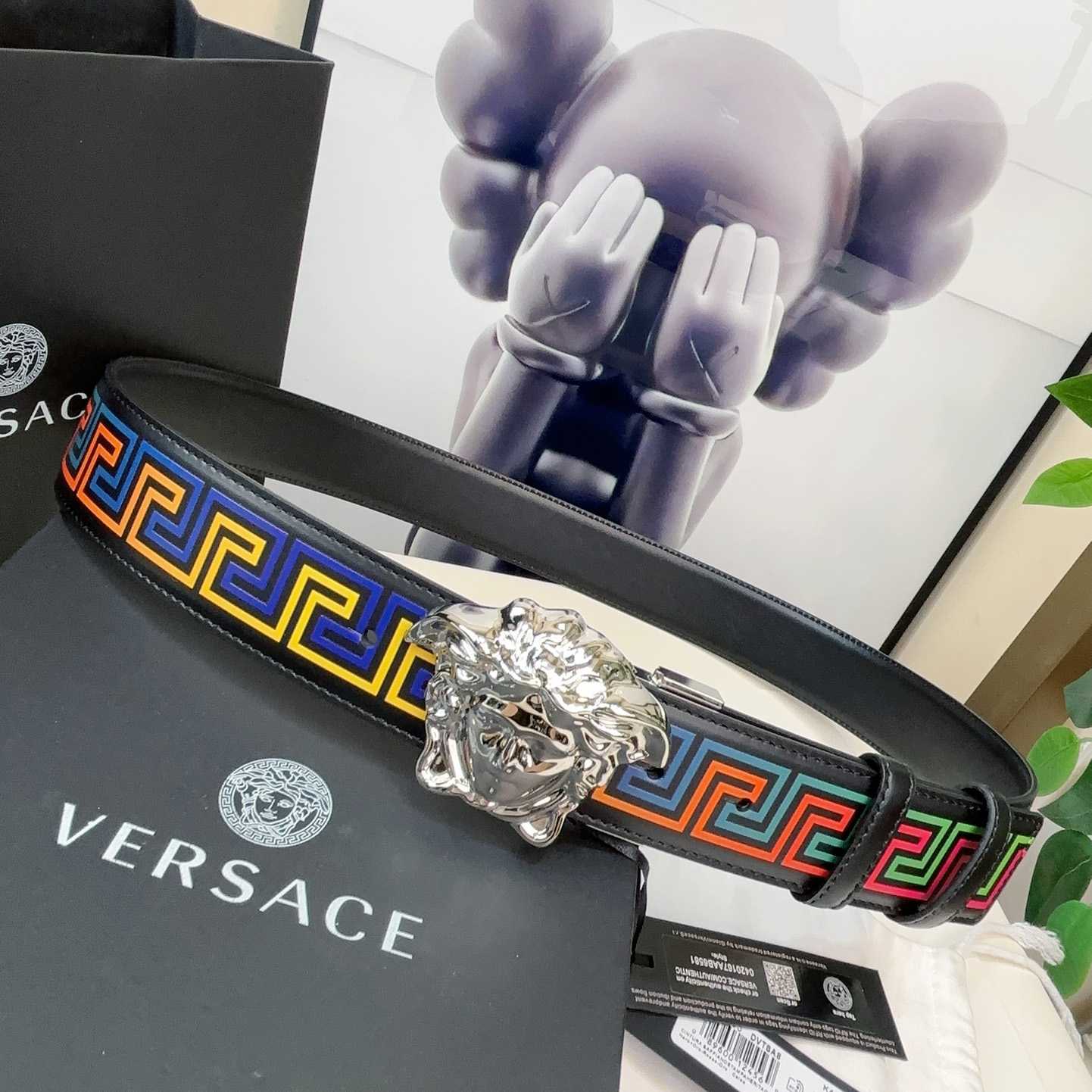 Versace Medusa Greek-print Leather Belt    40mm - DopestKickz