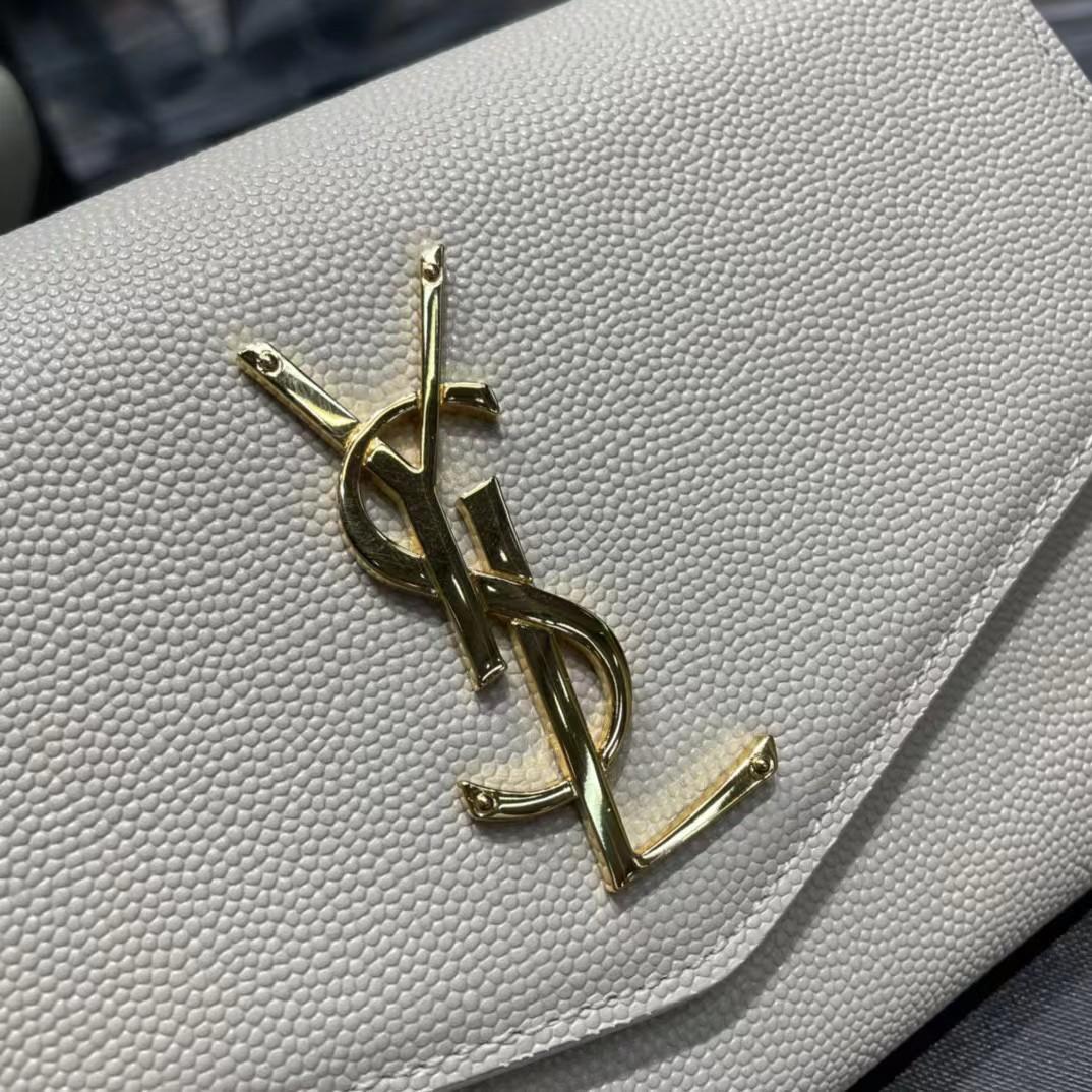 Saint Laurent Uptown Chain Wallet In Crocodile - Embossed Shiny Leather - DopestKickz