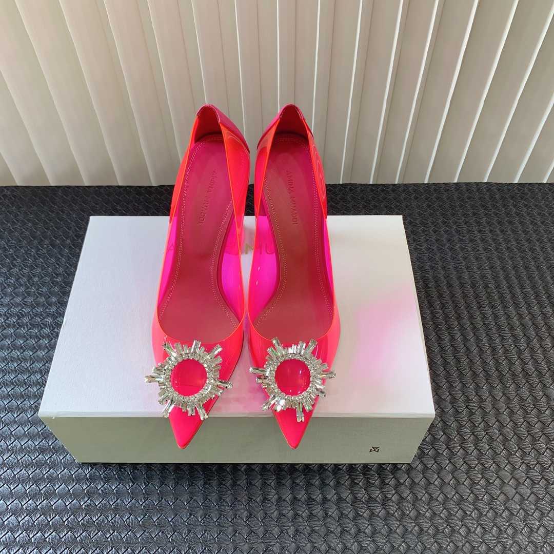 Amina Muaddi Begum Glass Pink Slingbacks - DopestKickz