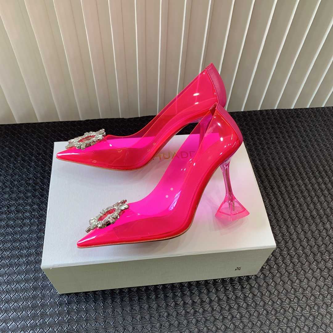 Amina Muaddi Begum Glass Pink Slingbacks - DopestKickz