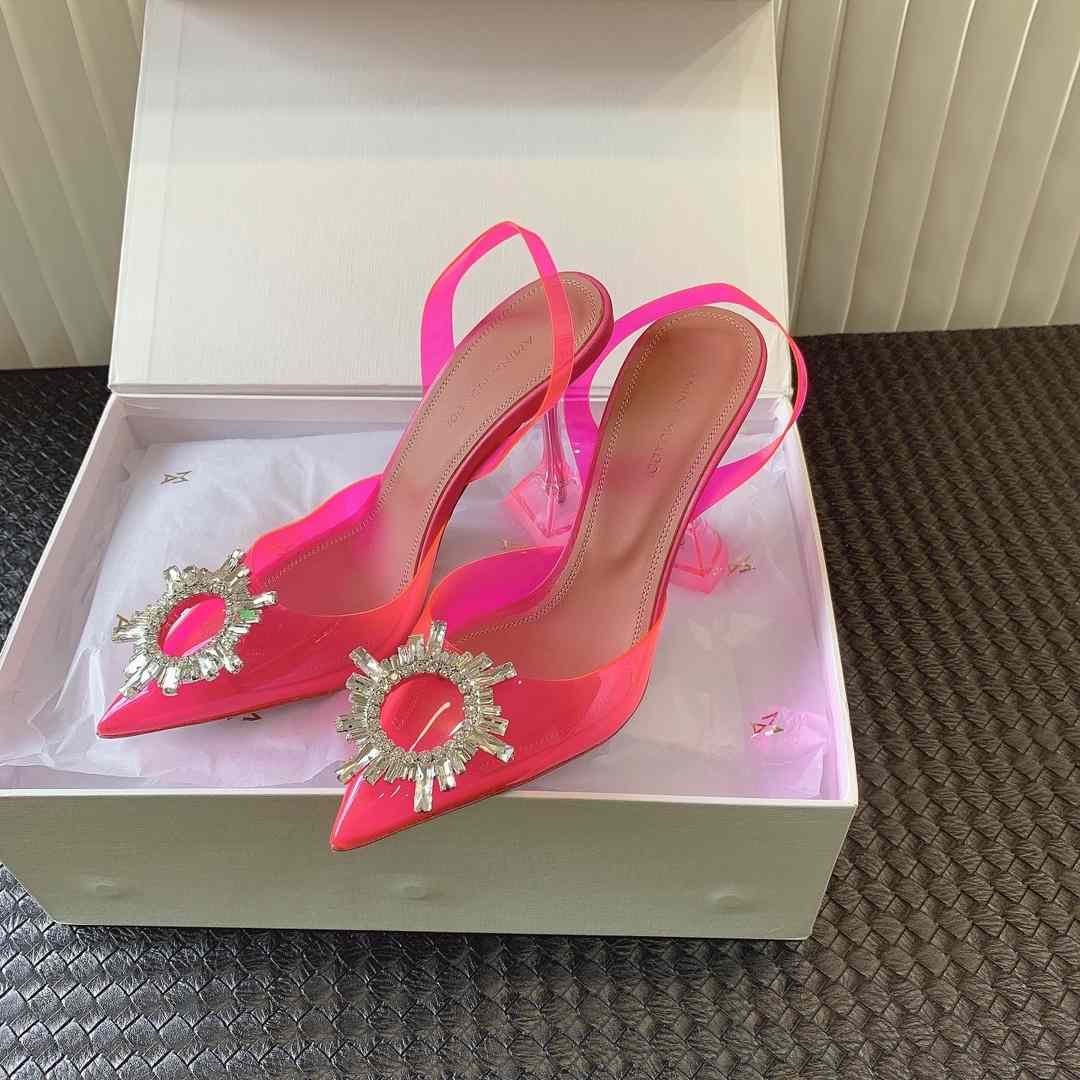 Amina Muaddi Begum Glass Pink Slingbacks - DopestKickz