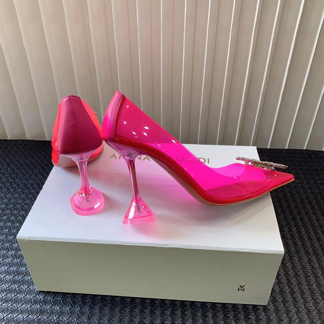 Amina Muaddi Begum Glass Pink Slingbacks - DopestKickz
