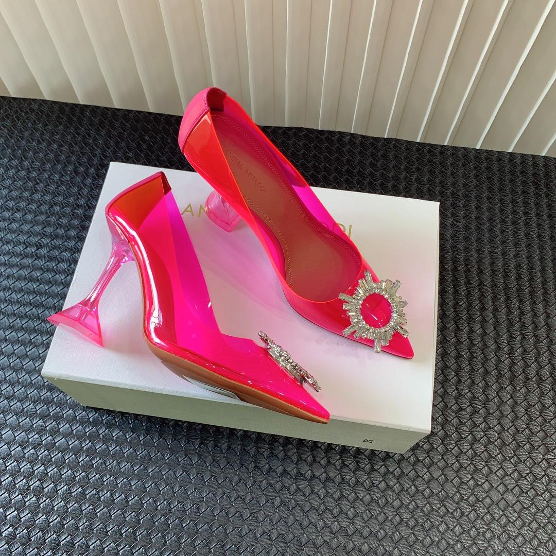 Amina Muaddi Begum Glass Pink Slingbacks - DopestKickz