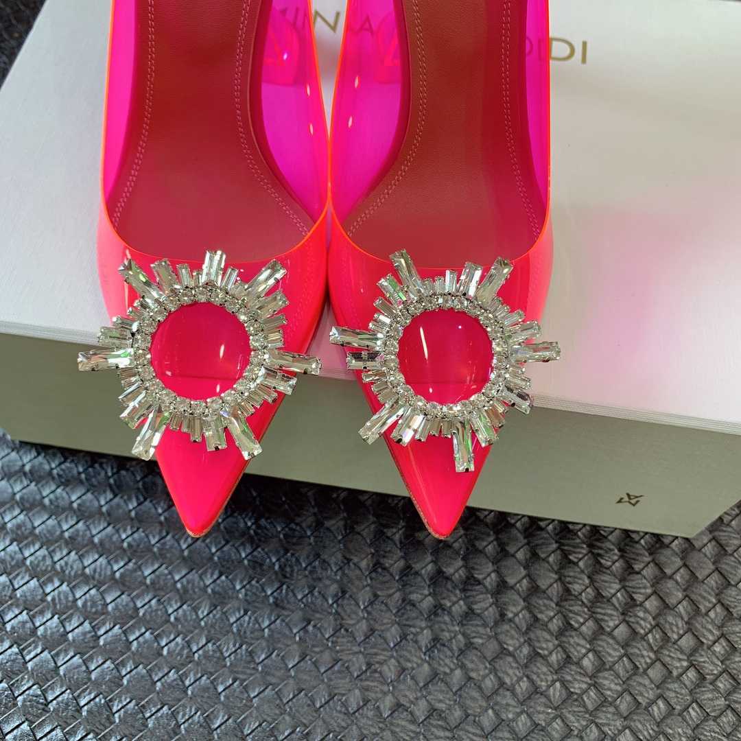 Amina Muaddi Begum Glass Pink Slingbacks - DopestKickz