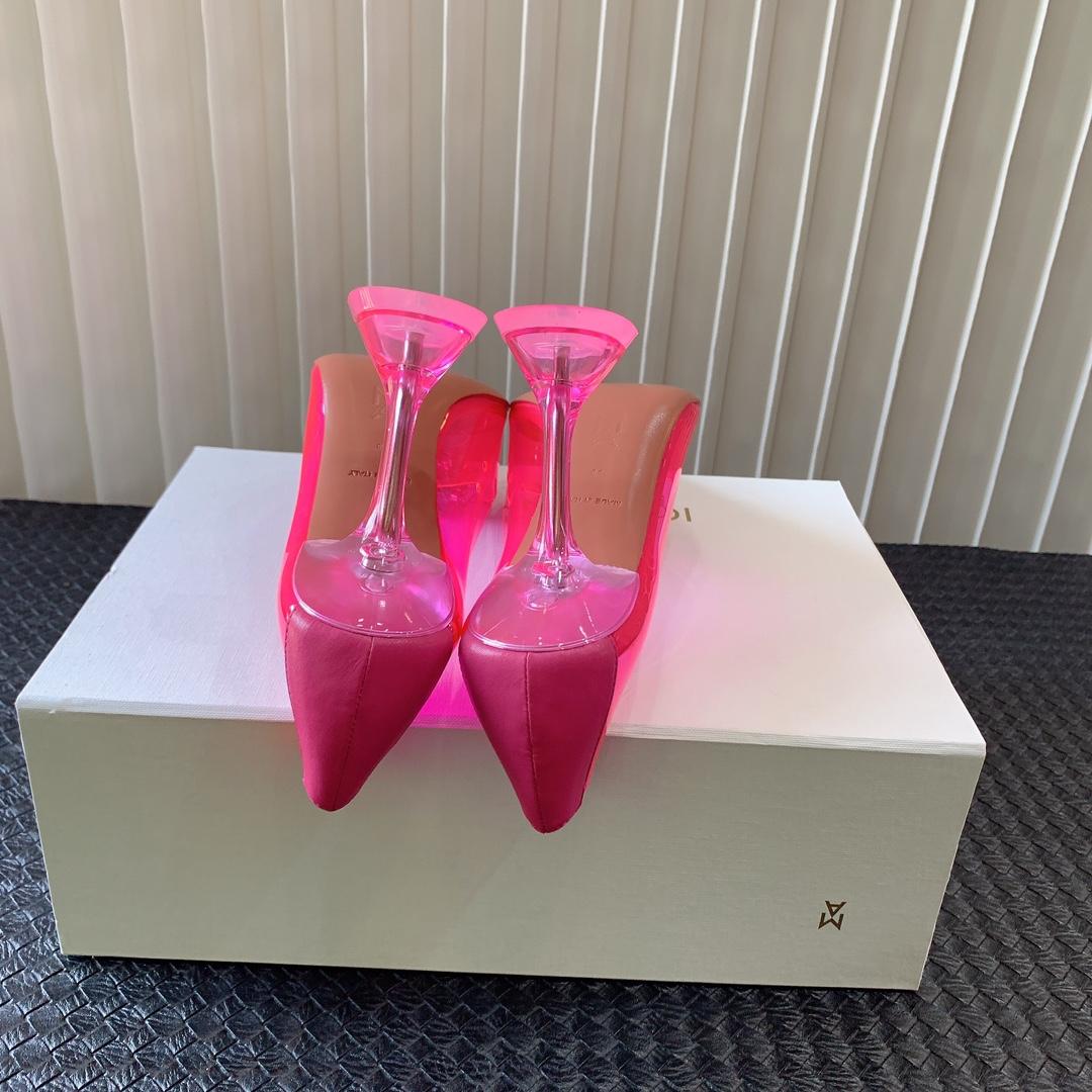 Amina Muaddi Begum Glass Pink Slingbacks - DopestKickz