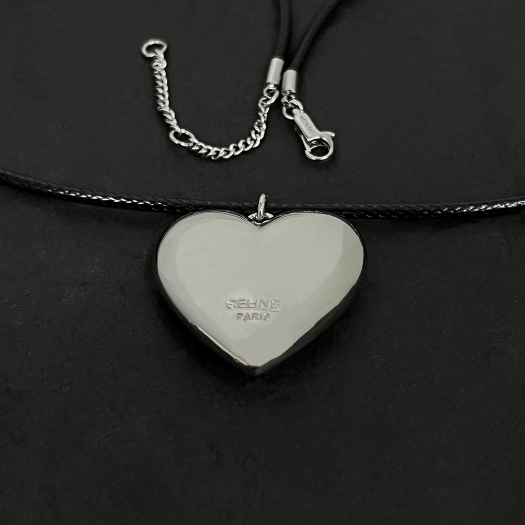 Celine CŒUR Triomphe Necklace In Brass With Rhodium Finish And Cotton - DopestKickz