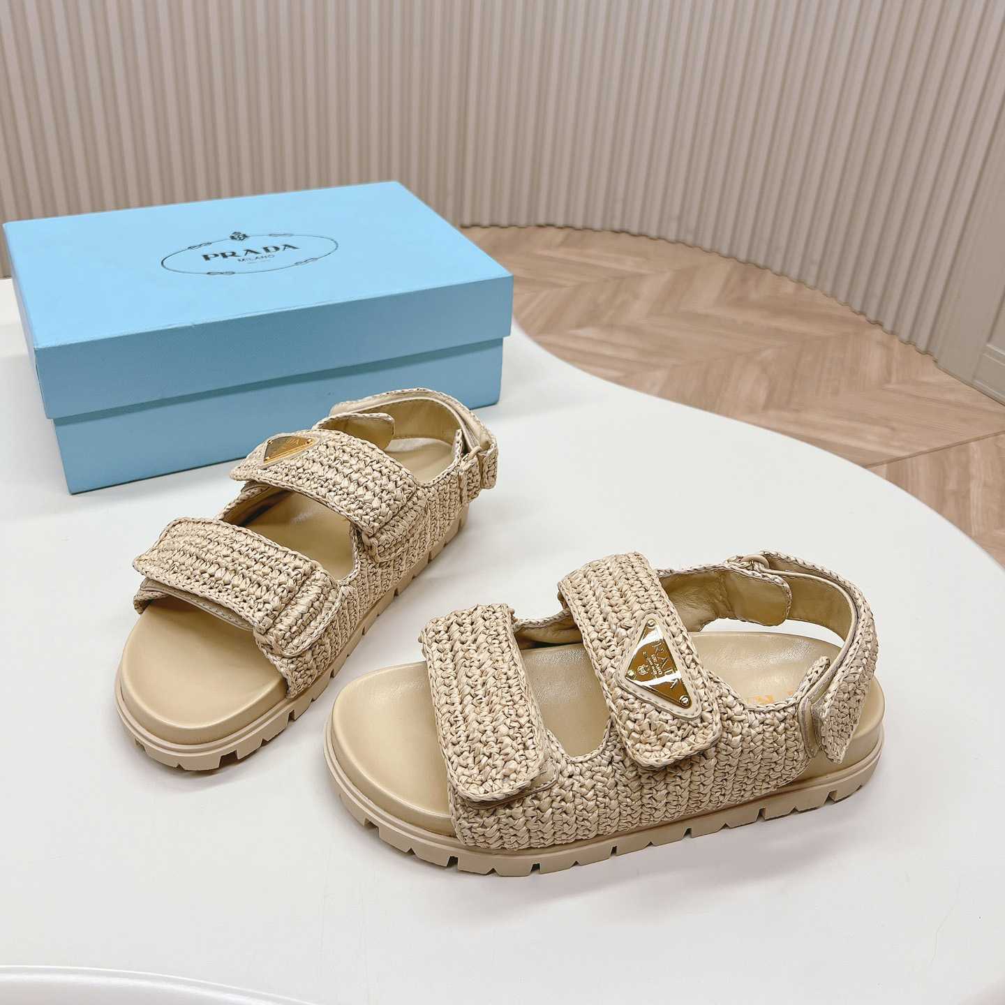 Prada Woven Fabric Sandals - DopestKickz