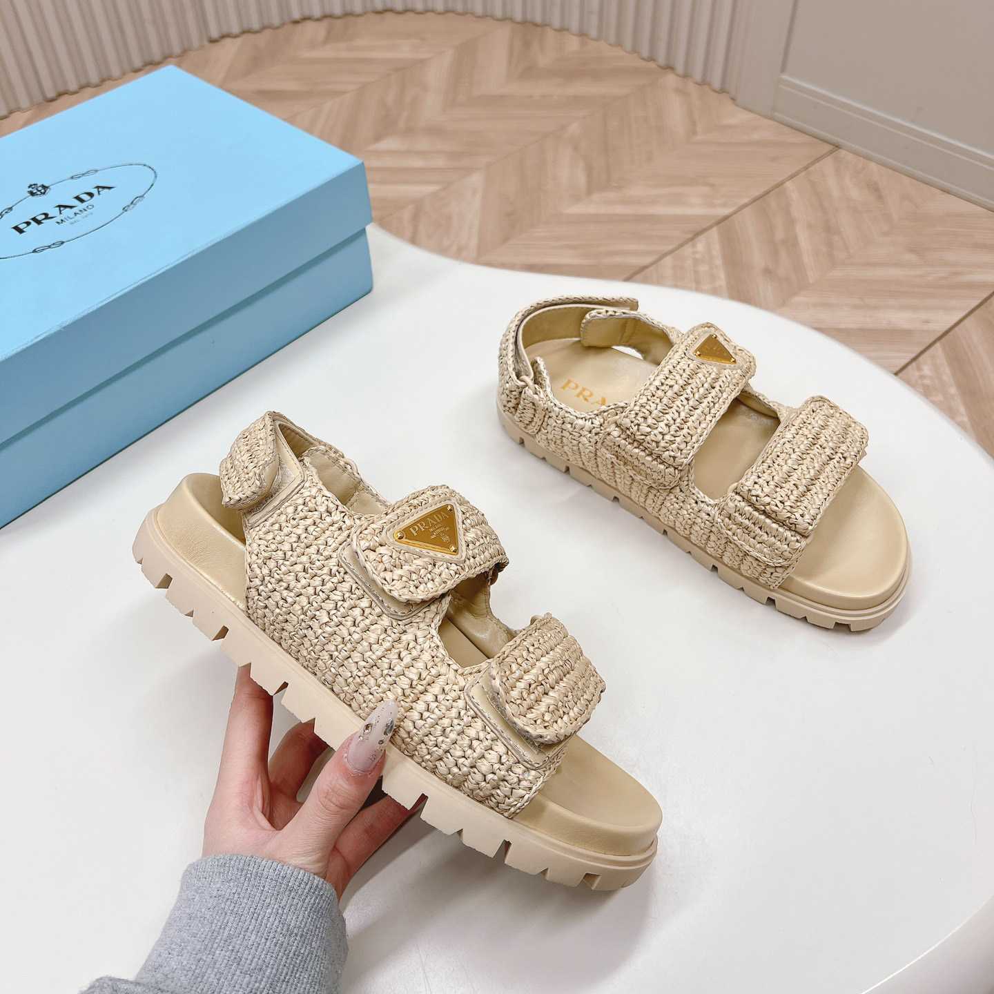 Prada Woven Fabric Sandals - DopestKickz