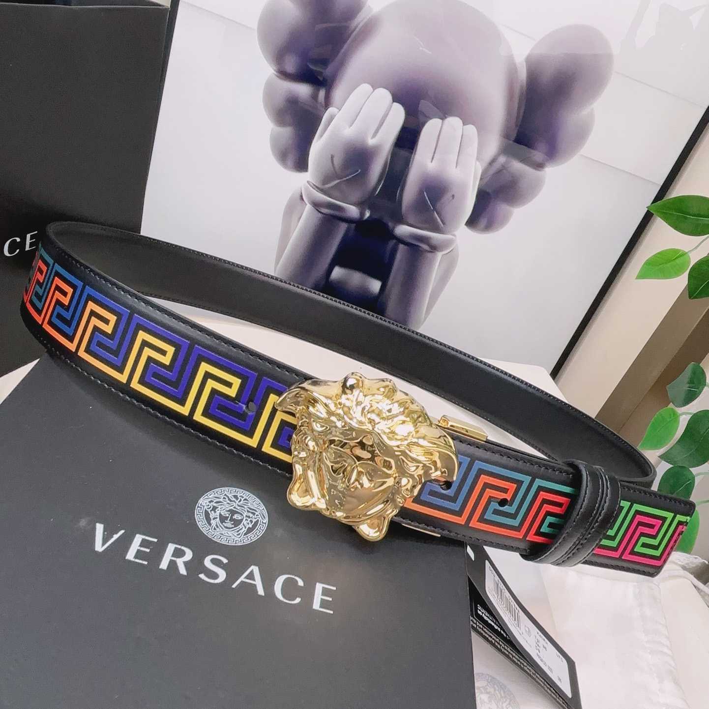 Versace Medusa Greek-print Leather Belt    40mm - DopestKickz