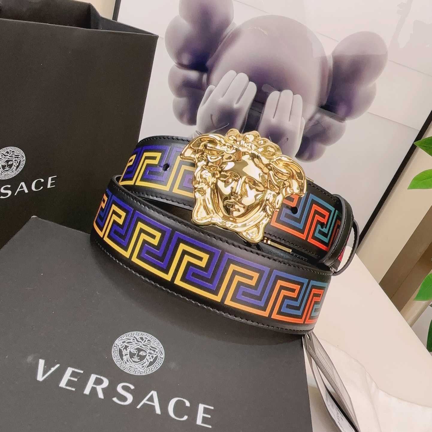 Versace Medusa Greek-print Leather Belt    40mm - DopestKickz