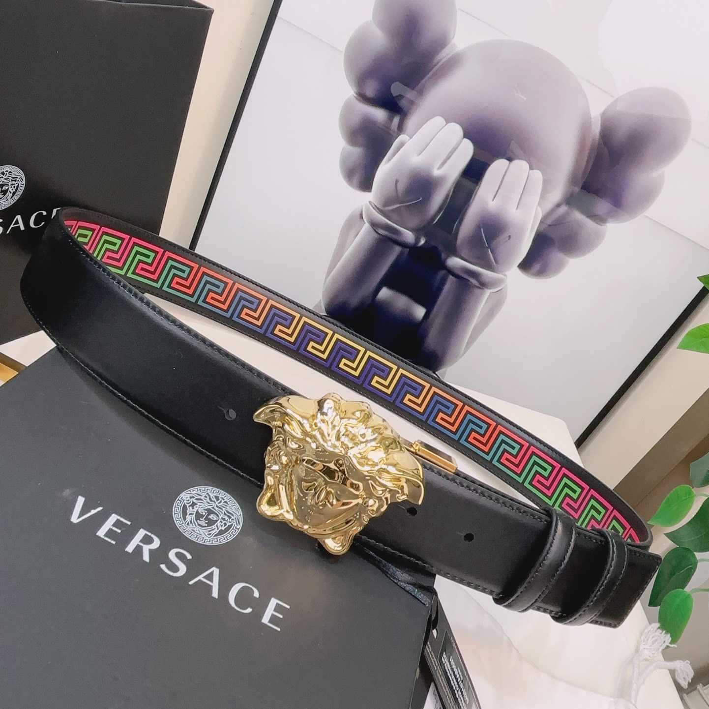 Versace Medusa Greek-print Leather Belt    40mm - DopestKickz