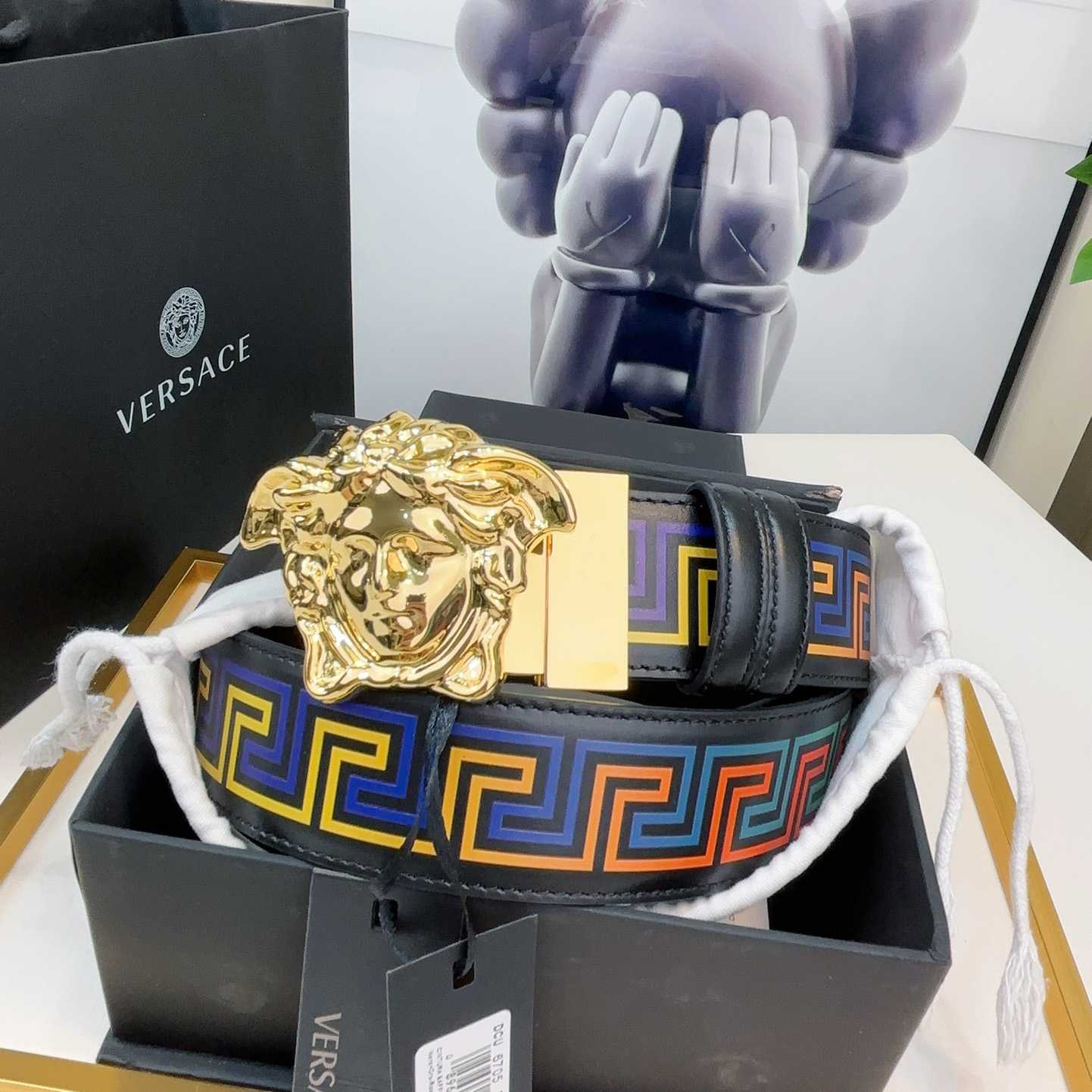 Versace Medusa Greek-print Leather Belt    40mm - DopestKickz