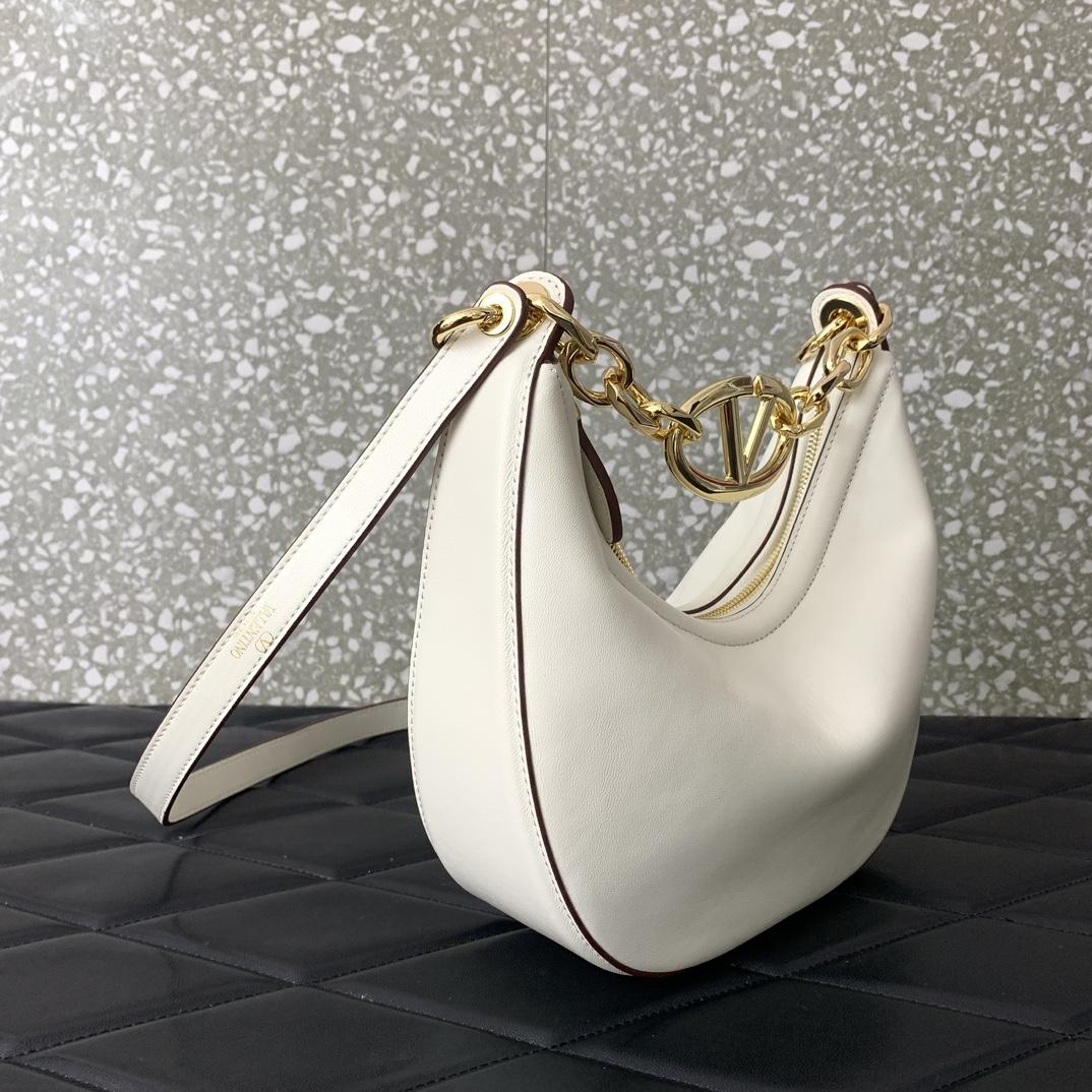 Valenti VLogo Moon Mini Hobo Bag In Nappa Leather With Chain - DopestKickz